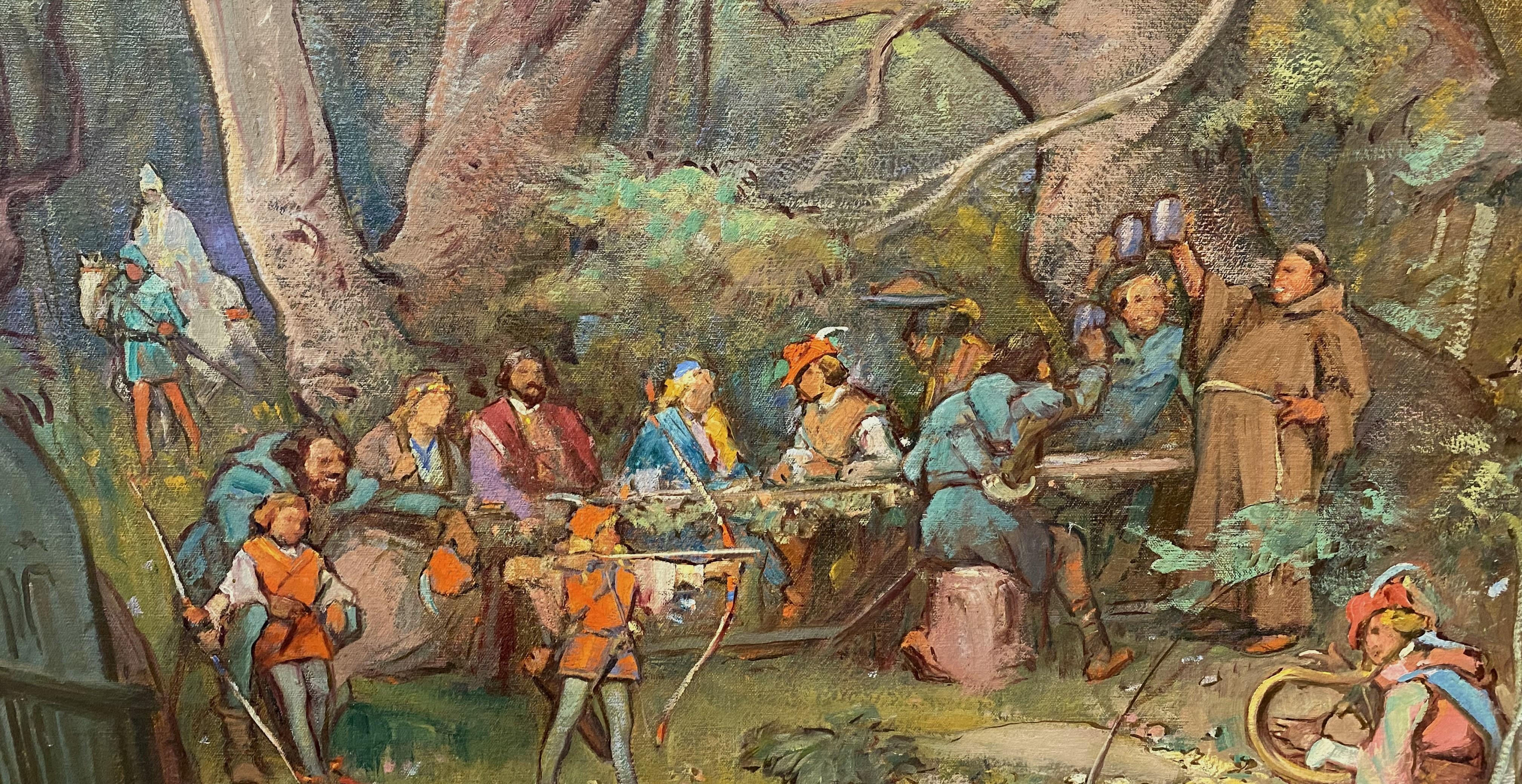 Three Part Study Series for Robin Hood Mural - Brown Figurative Painting by Gerald Cassidy