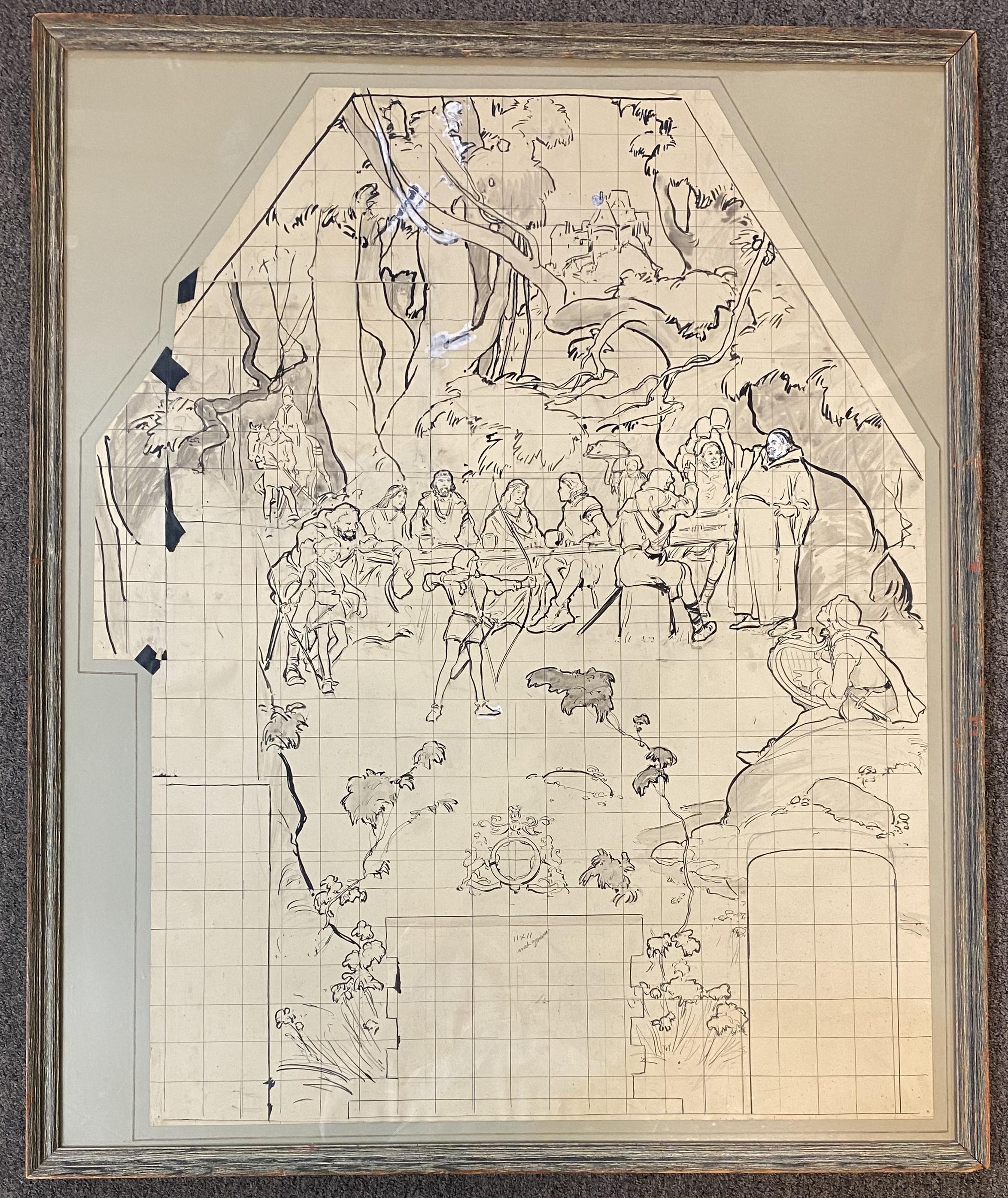 Three Part Study Series for Robin Hood Mural 4