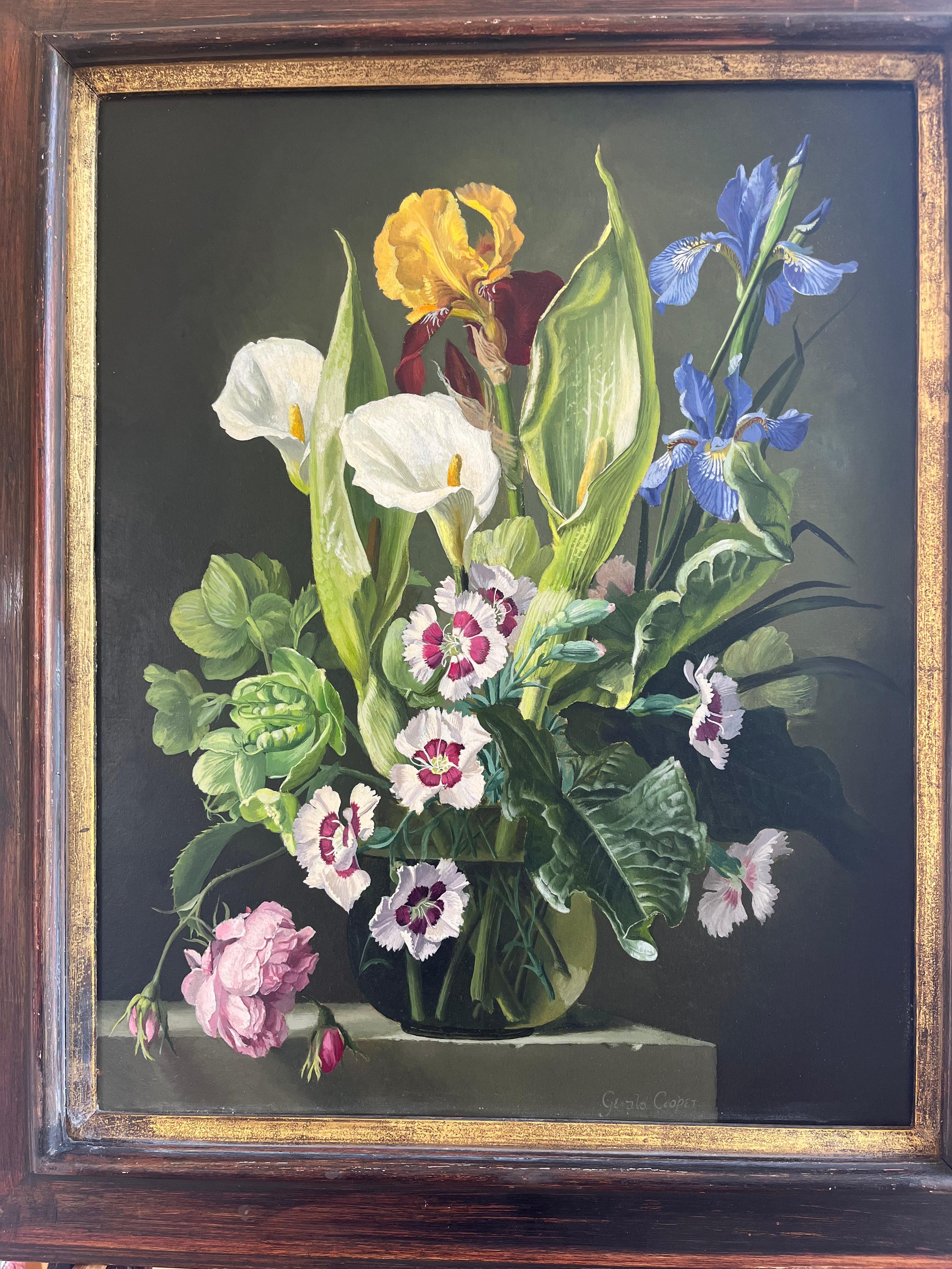 Modern British Bodegón al óleo de flores de verano en venta 8
