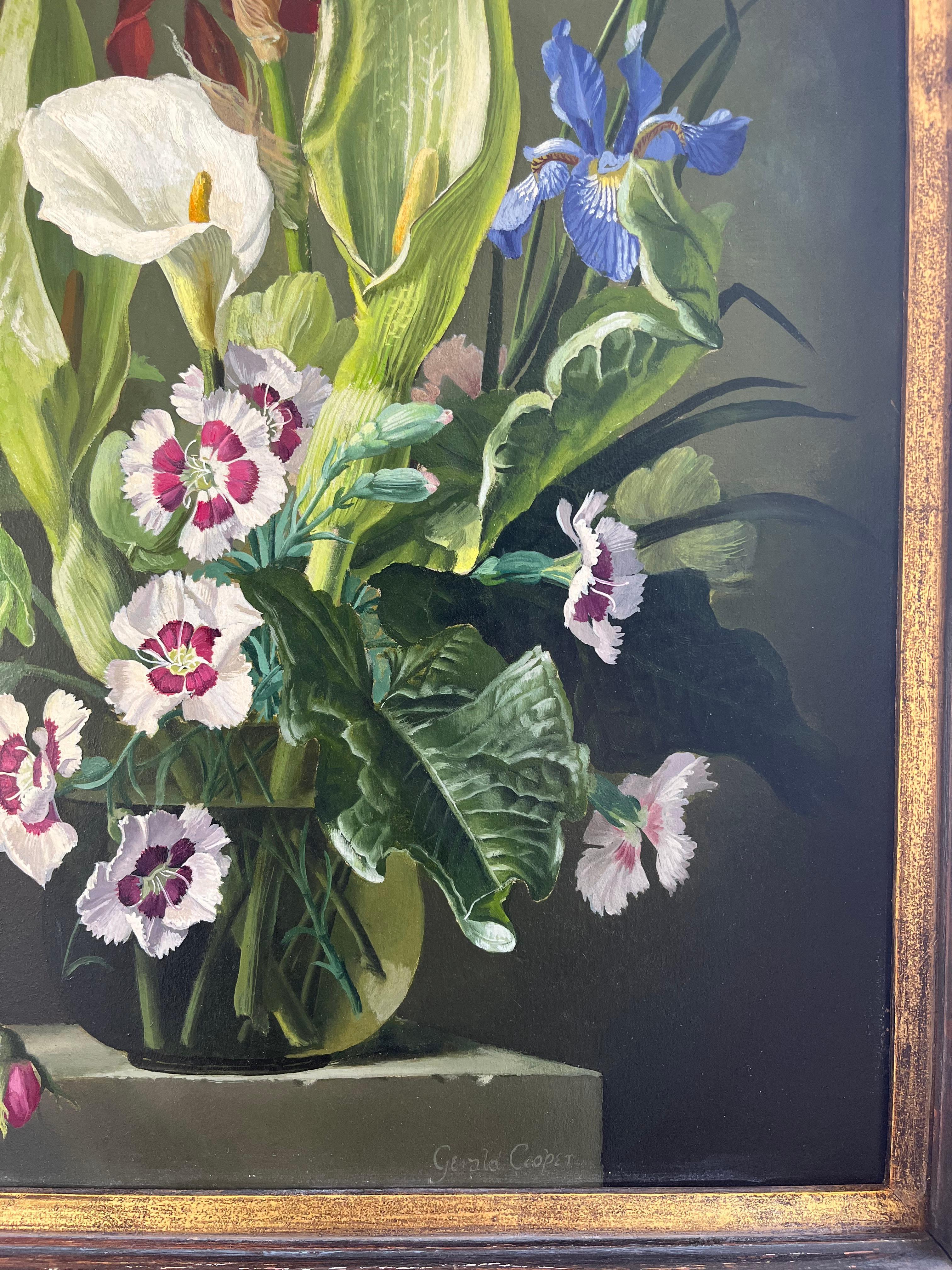 Modern British Bodegón al óleo de flores de verano en venta 9