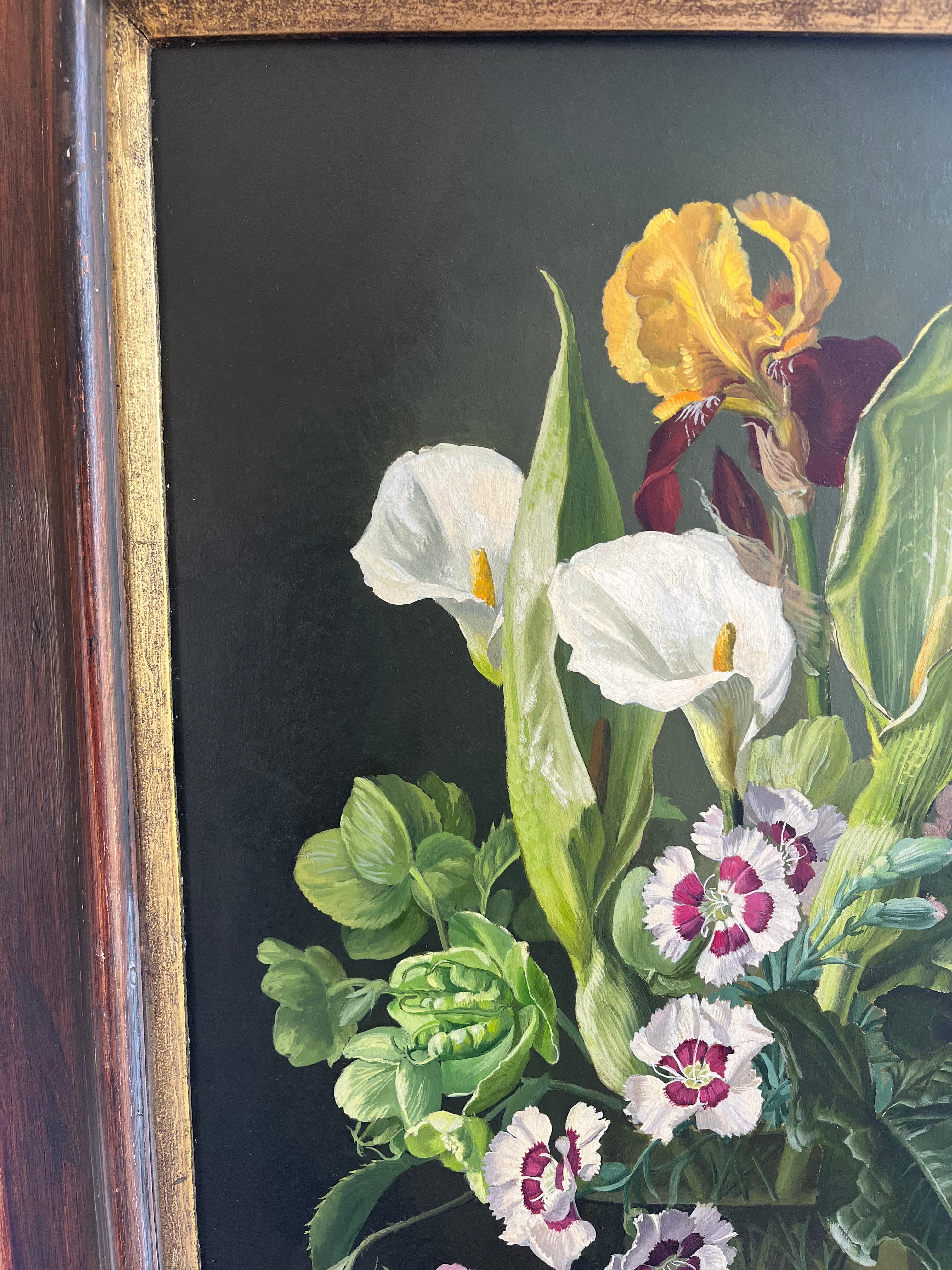 Modern British Bodegón al óleo de flores de verano en venta 1