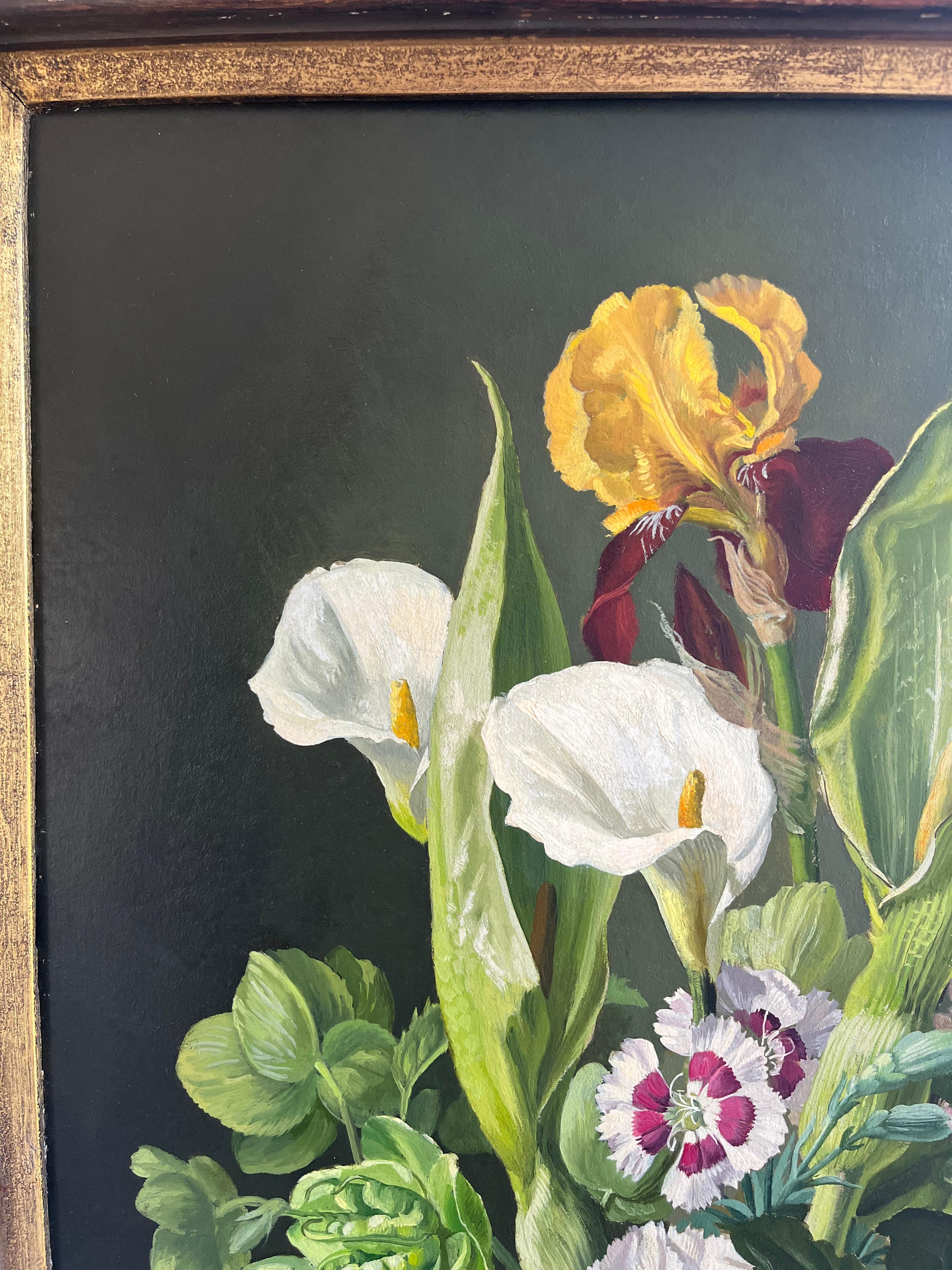 Modern British Bodegón al óleo de flores de verano en venta 2