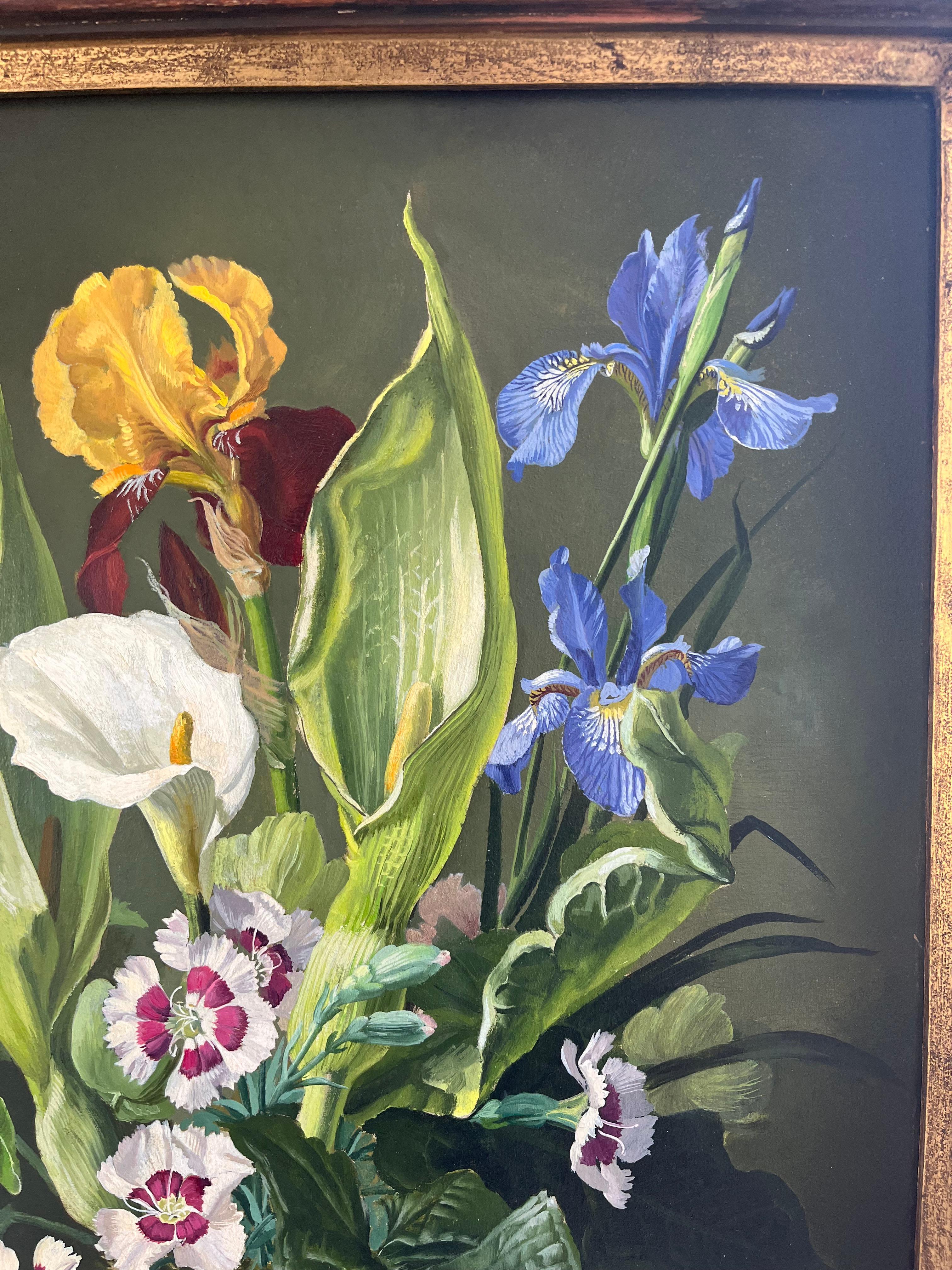 Modern British Bodegón al óleo de flores de verano en venta 4