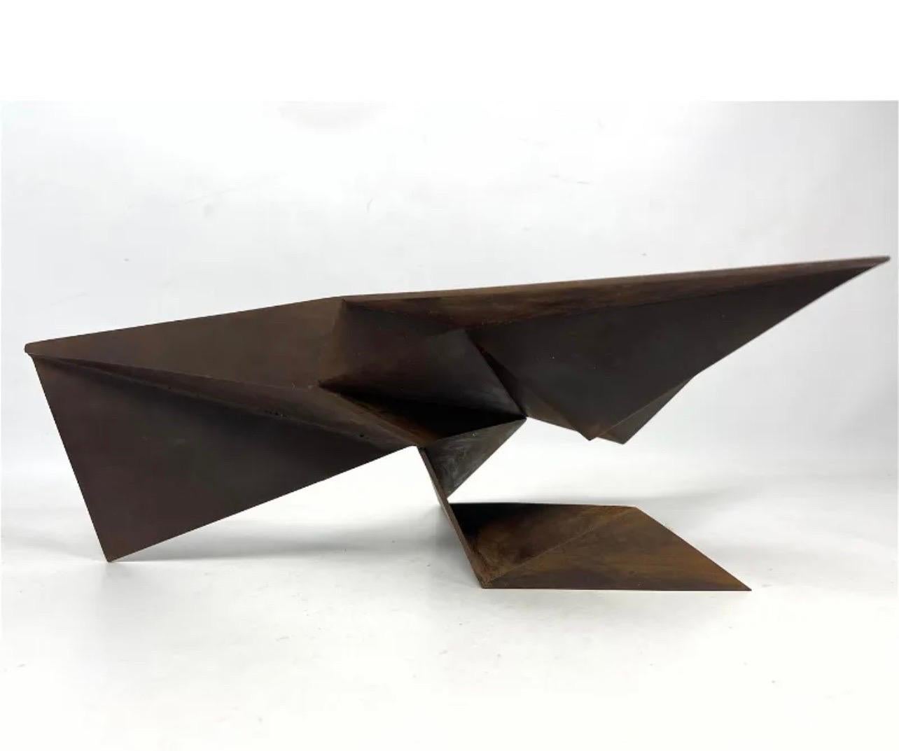 Sculpture Origami abstraite pliée en métal Corten Steel de Gerald DiGiusto en vente 6