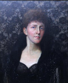 Portrait of a Lady - Nora H Palairet- British Edwardian Pre-raphaelite oil