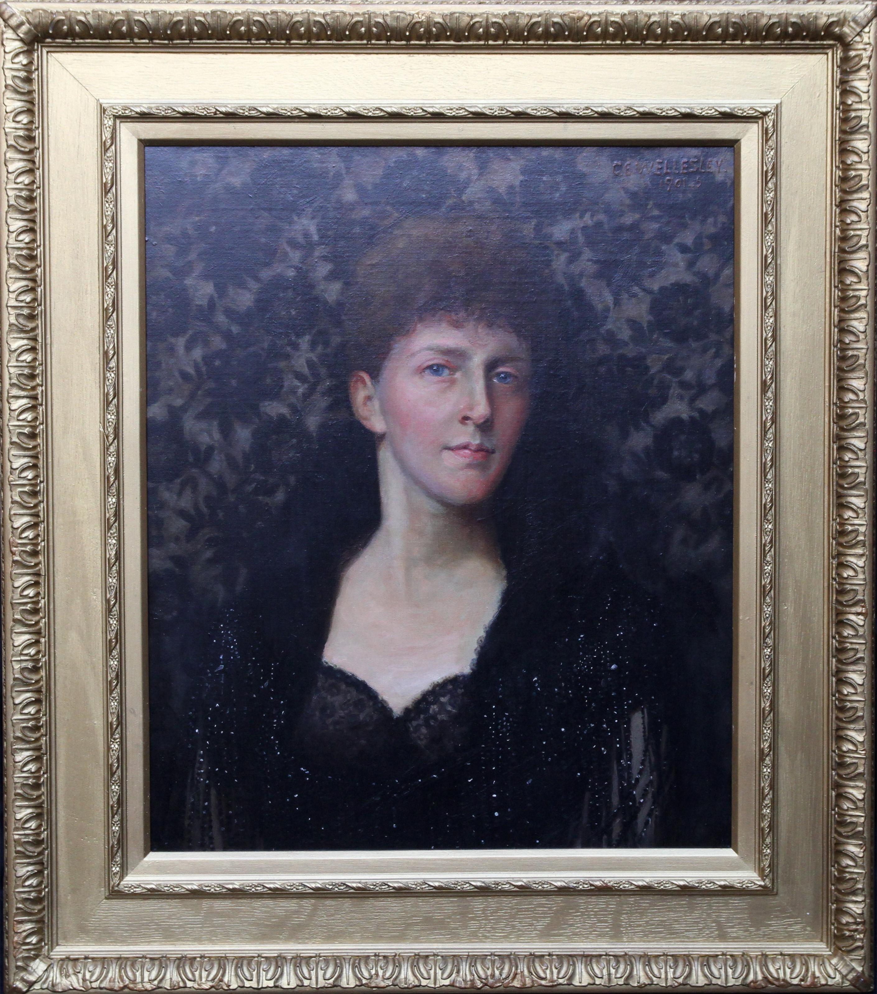 Portrait of a Lady - Nora H Palairet- British Edwardian Pre-raphaelite oil 4