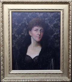 Portrait of a Lady - Nora H Palairet- British Edwardian Pre-raphaelite oil