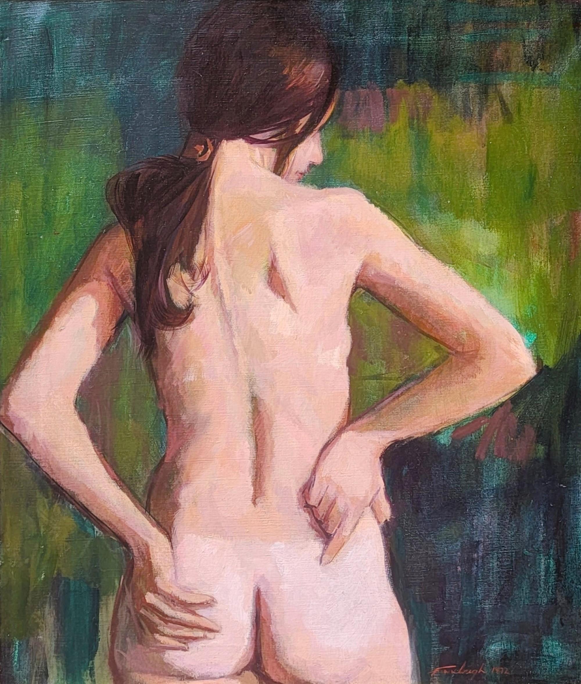 Nude, 1972 Mid Century Modern Painting by Gerald Fairclough, Female Figure For Sale 1