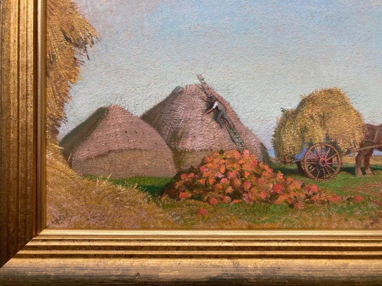 Gerald Gardiner Gerald Gardiner, Harvesting scene with rainbow For Sale at 1stDibs