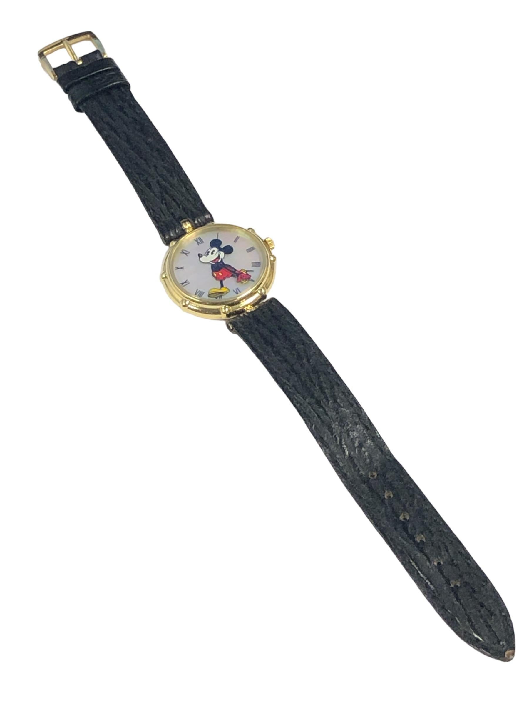 Gerald Genta 18k Mickey Mouse Quartz Wrist Watch In Excellent Condition In Chicago, IL