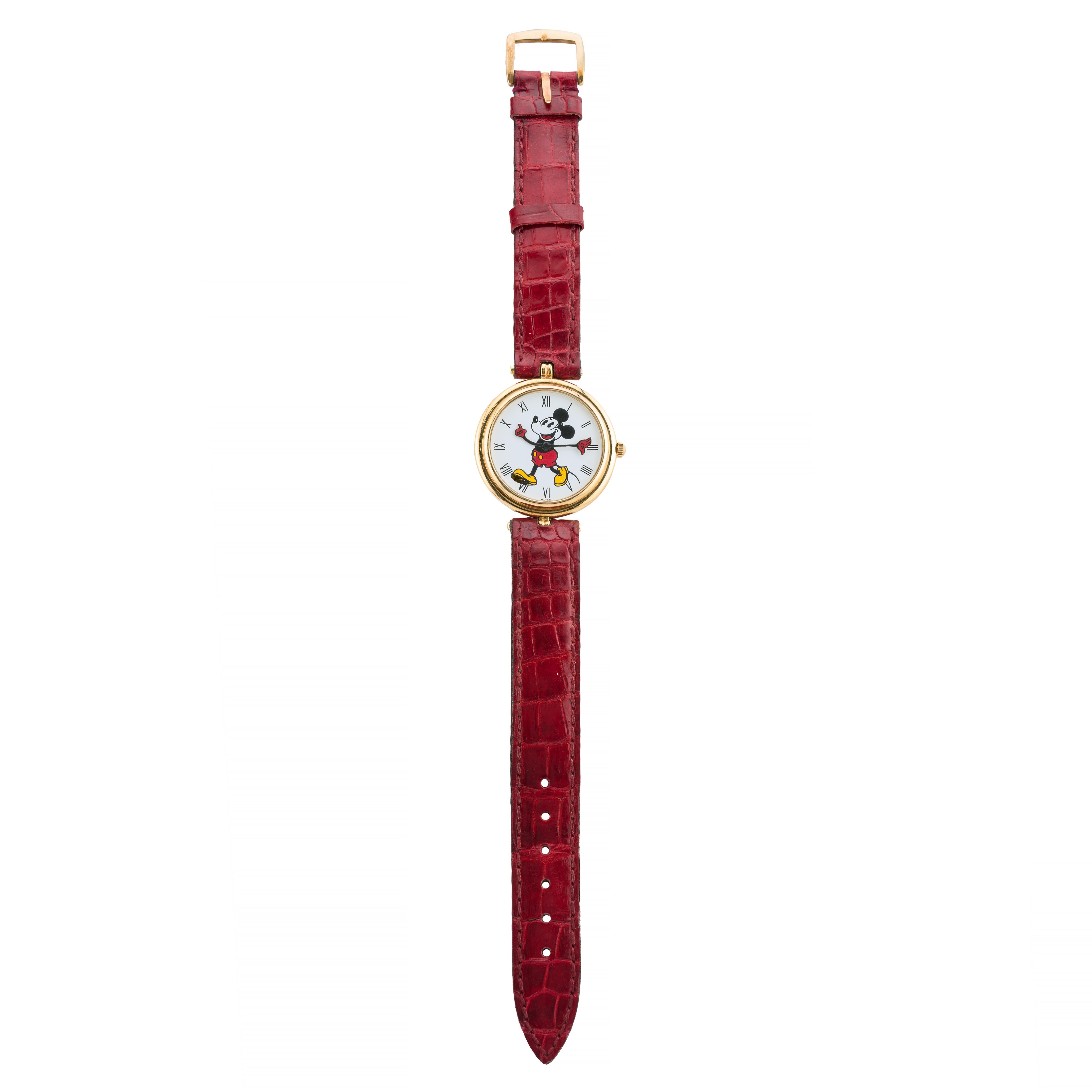 Women's or Men's Gerald Genta for Disney Mickey Mouse Wrist Watch in 18K Yellow Gold