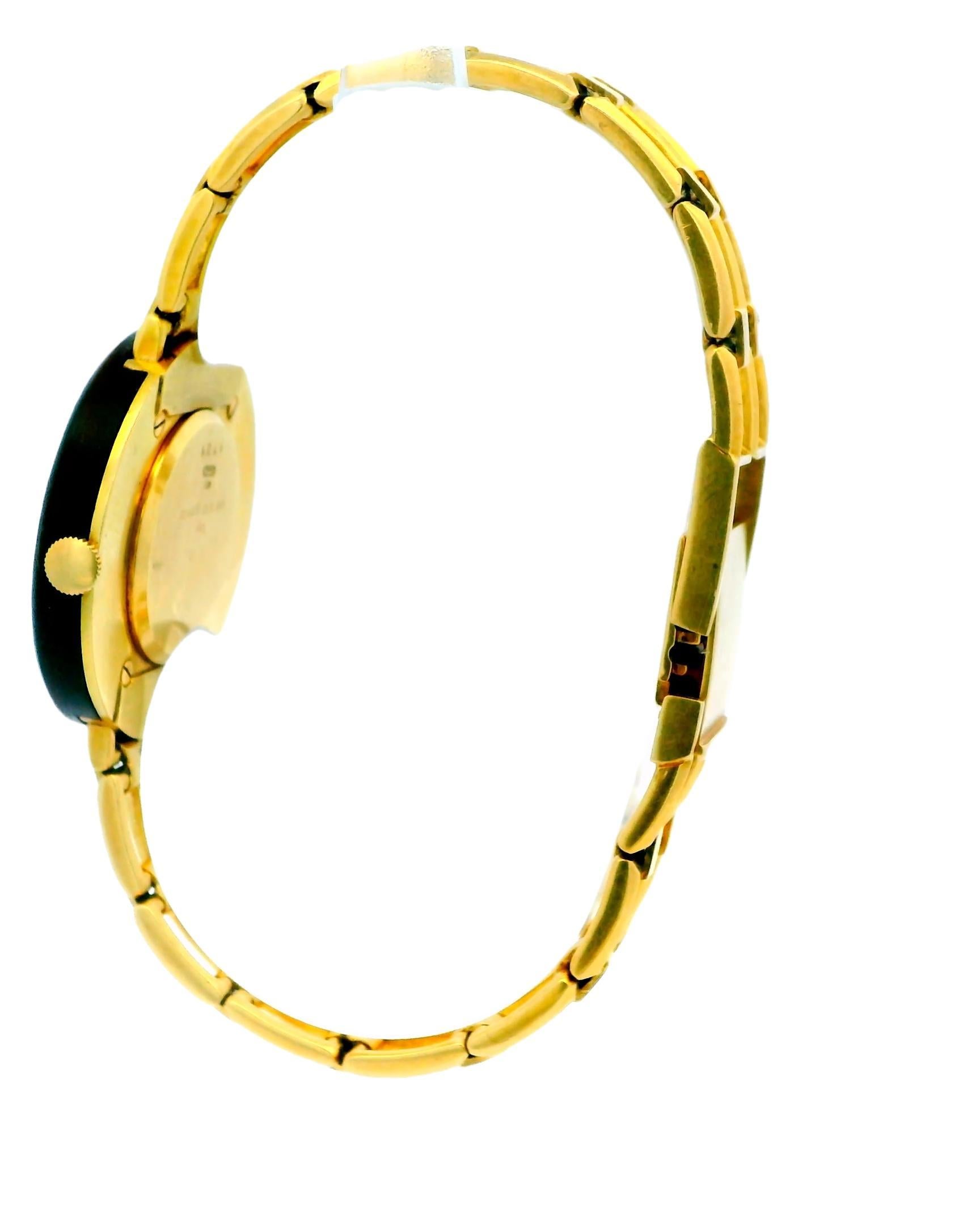 Gerald Genta for Mouawad Wooden Bezel & Dial 18k Yellow Gold Mech Bracelet For Sale 1