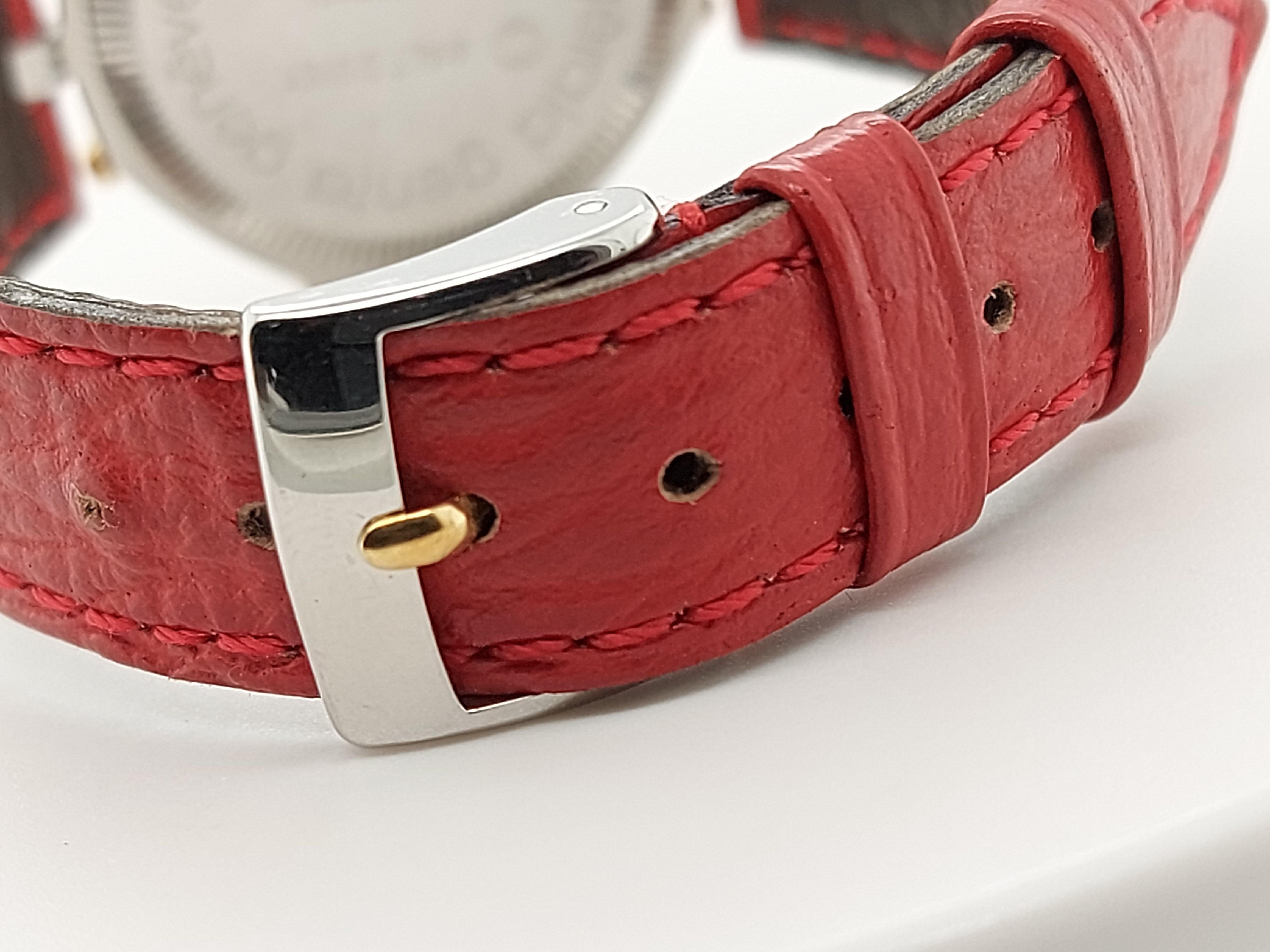 Gerald Genta Mickey Mouse Quartz Watch Red Leather Strap For Sale 5