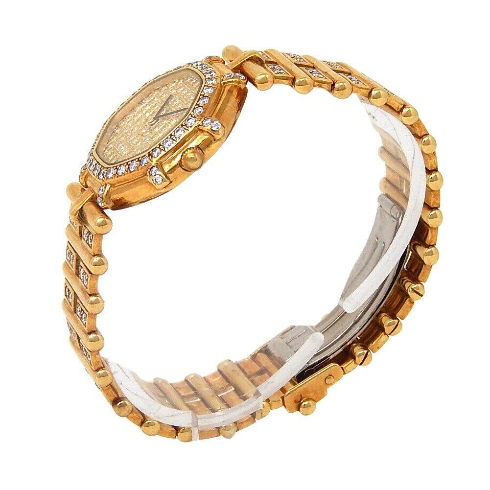 Gerald Genta Octagonal 18 Karat Yellow Gold with Diamonds Watch Quartz G.2460.7 In Excellent Condition For Sale In New York, NY