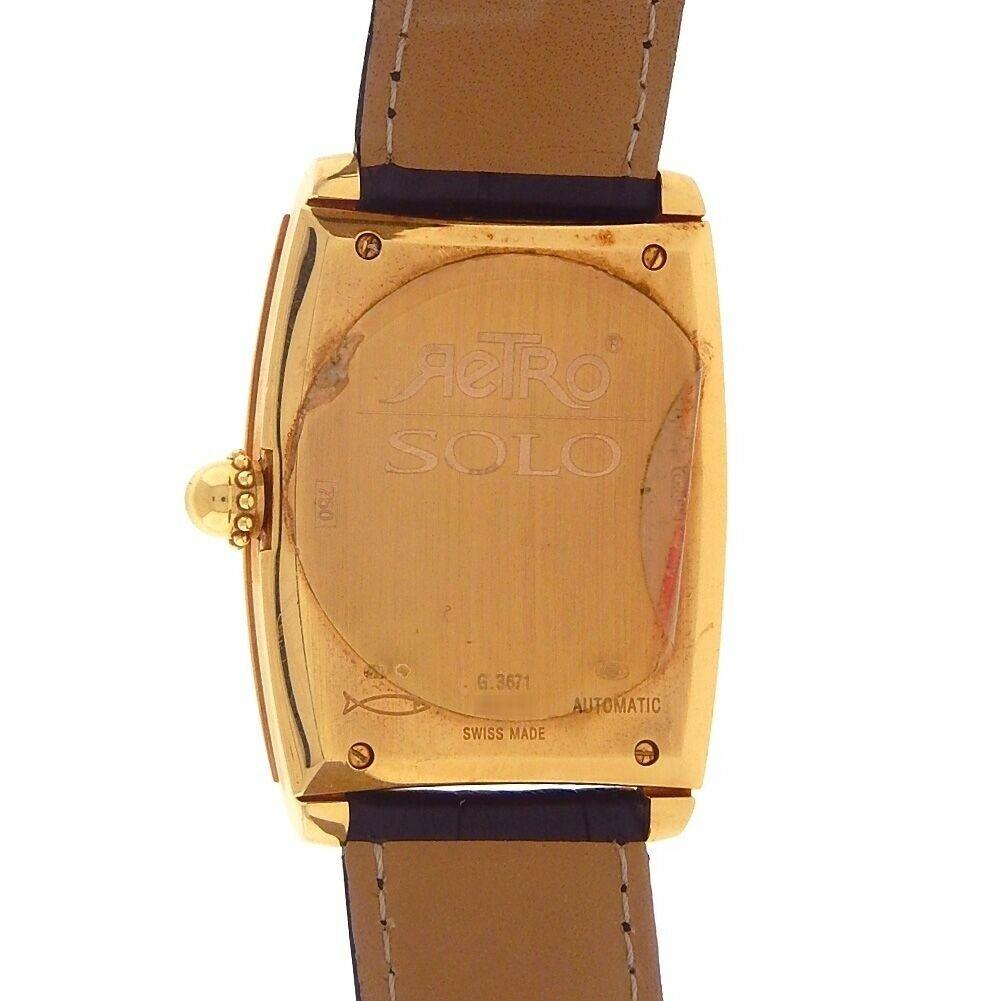 Women's Gerald Genta Retro Solo 18k Yellow Gold Diamond Bezel Automatic Watch G.3671 For Sale