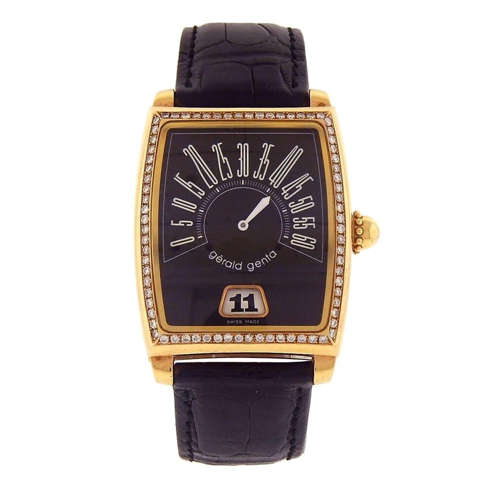 Gerald Genta Retro Solo 18k Yellow Gold Diamond Bezel Automatic Watch G.3671 For Sale
