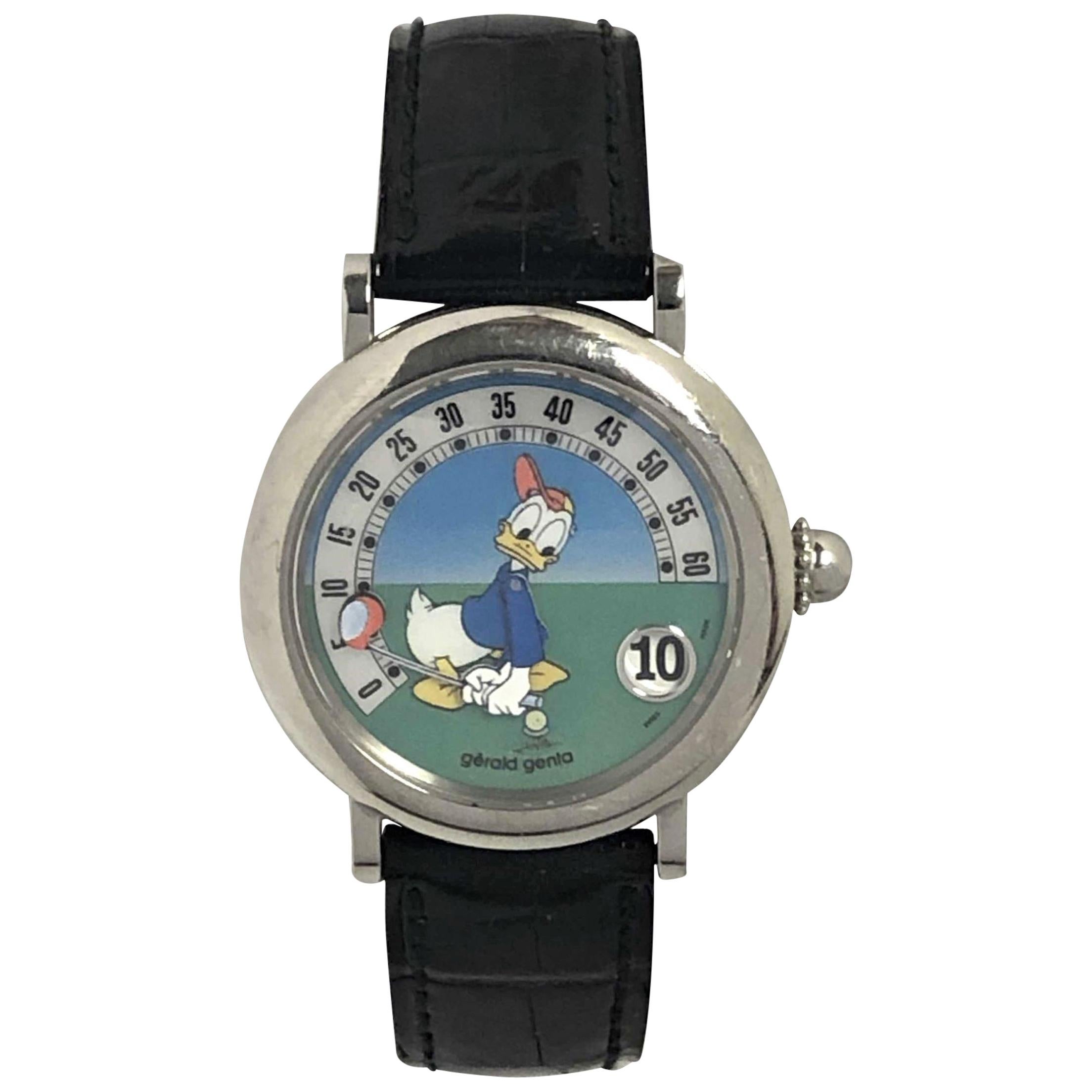 Gerald Genta Retrograde Fantasy Donald Duck Automatic Jump Hour Wristwatch