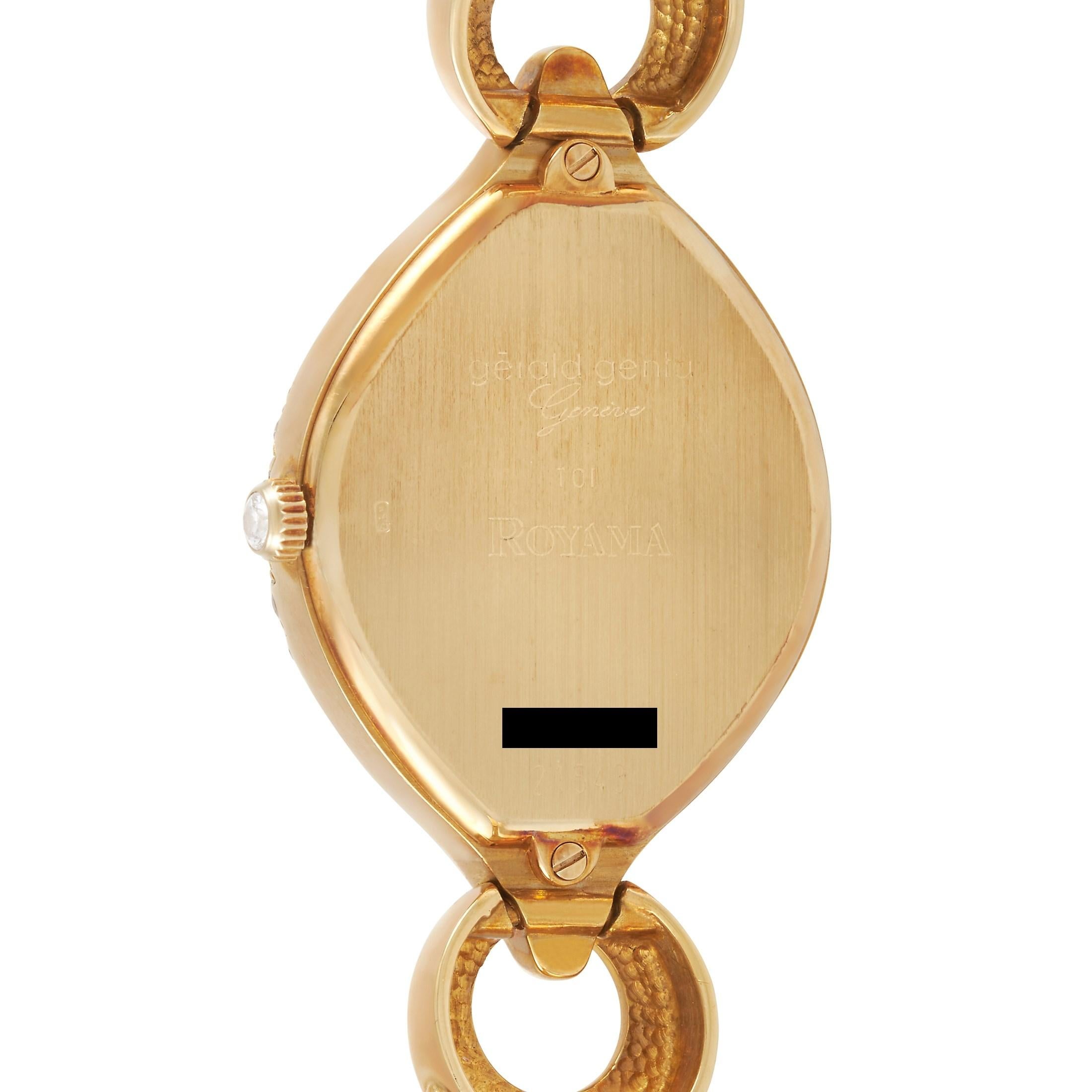 Gerald Genta Royama 18 Karat Gelbgold Diamant Uhr 21543 (Rundschliff)