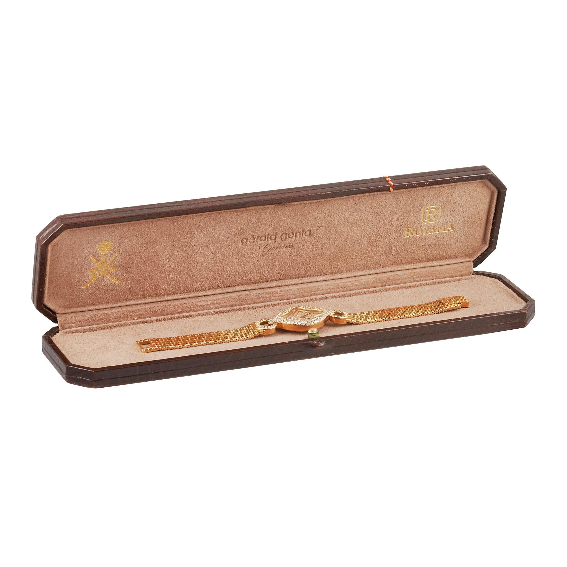 Gerald Genta Royama 18 Karat Gelbgold Diamant Uhr 21543 Damen