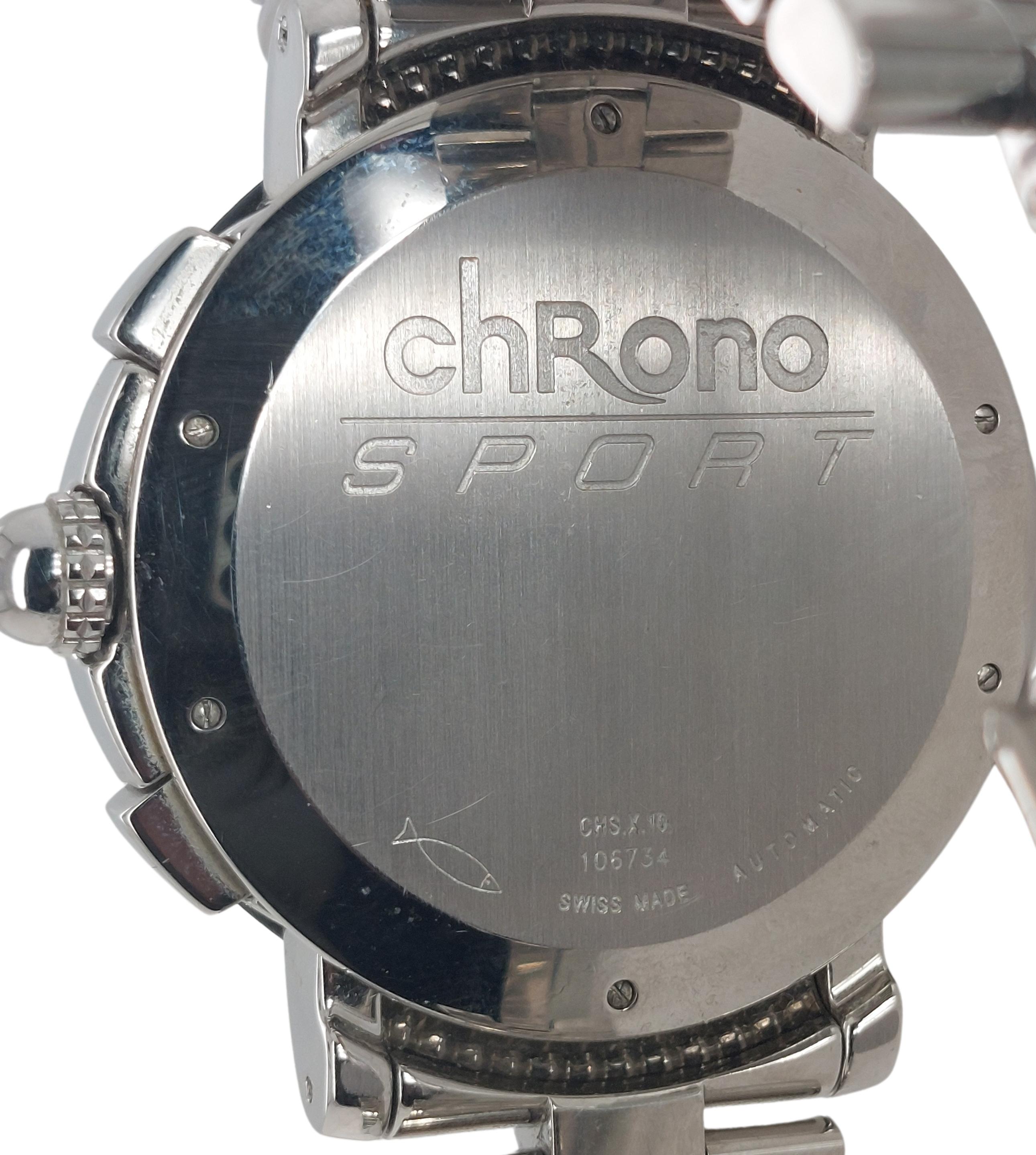Gerald Genta Steel Chronograph Sport, Ref CHS-X-10, Automatic & Diamonds For Sale 3