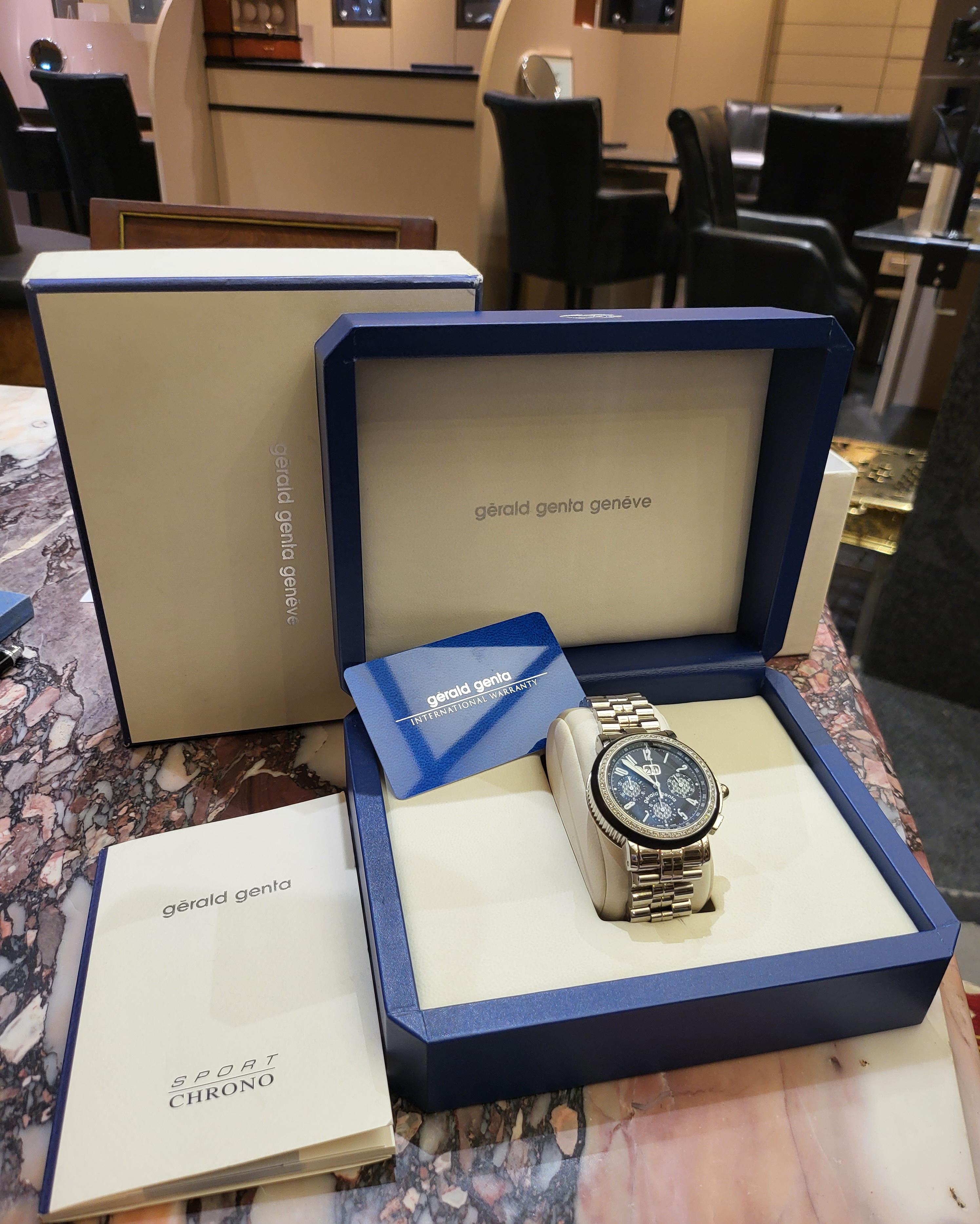Gerald Genta Steel Chronograph Sport, Ref CHS-X-10, Automatic & Diamonds For Sale 5