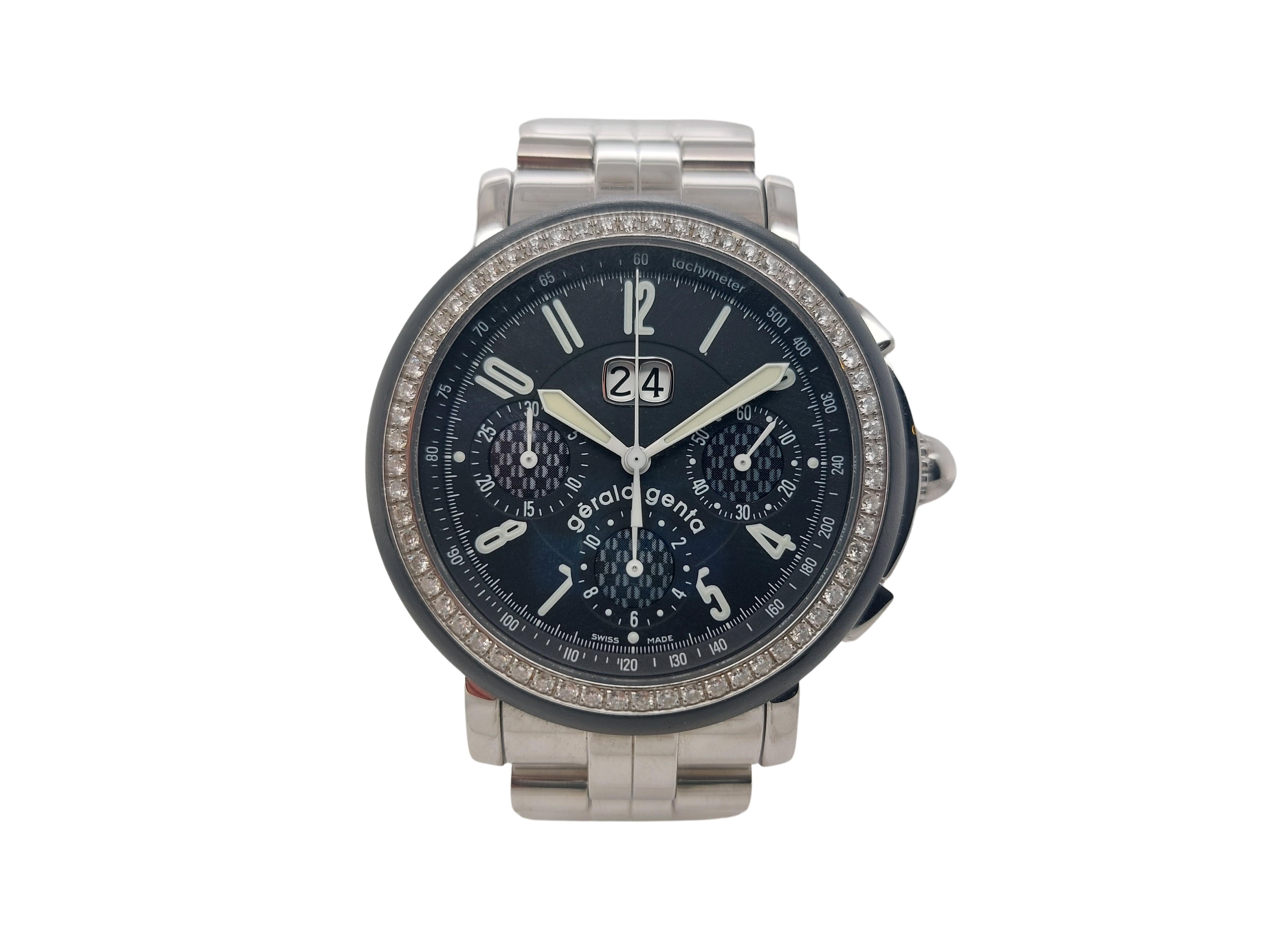 Gerald Genta Chrono Sport, Ref CHS-X-10, automatique, bracelet en acier inoxydable et diamants avec boîte et papiers

Montre de collection du créateur de la Patek Philippe Nautilus & Audemars Piguet Royal Oak !

Mouvement : Mécanique à remontage