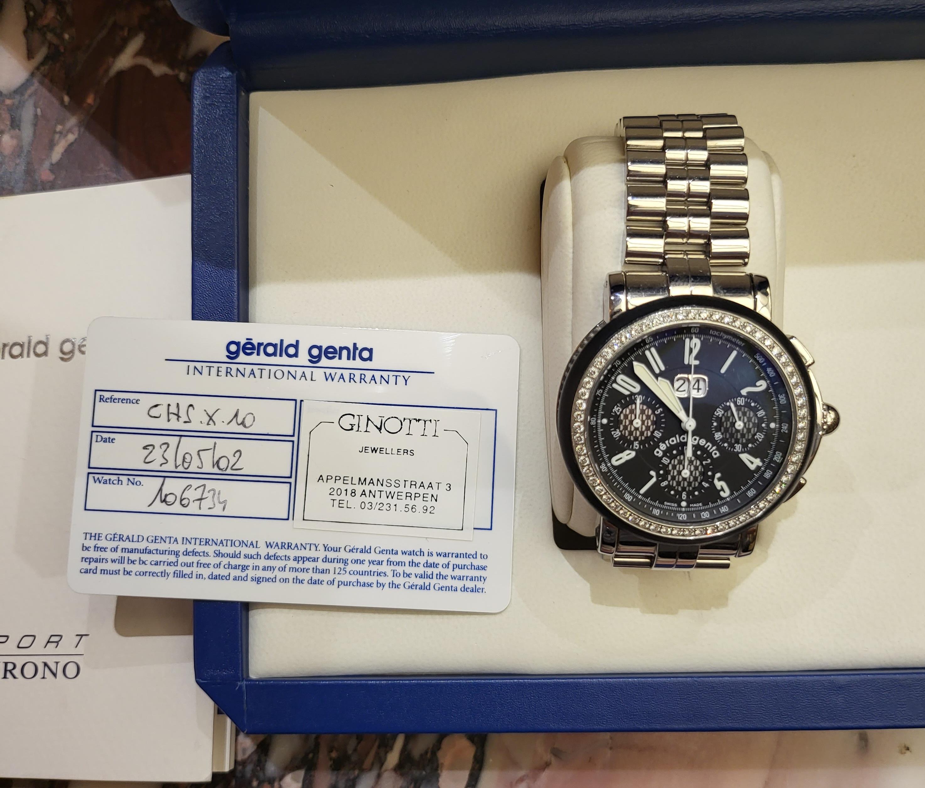 Gerald Genta Steel Chronograph Sport, Ref CHS-X-10, Automatic & Diamonds For Sale 12
