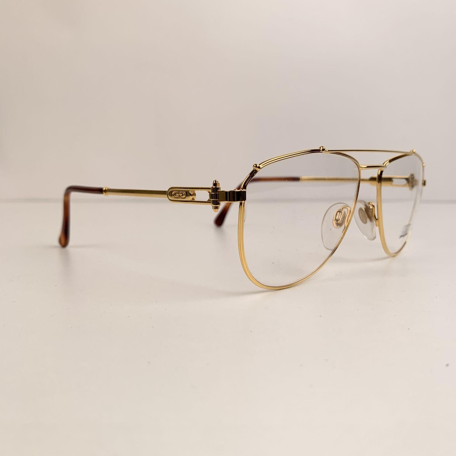 Gerald Genta Vintage Eyeglasses Gold and Gold Plated 03 AU 59-17 145mm In Good Condition In Rome, Rome