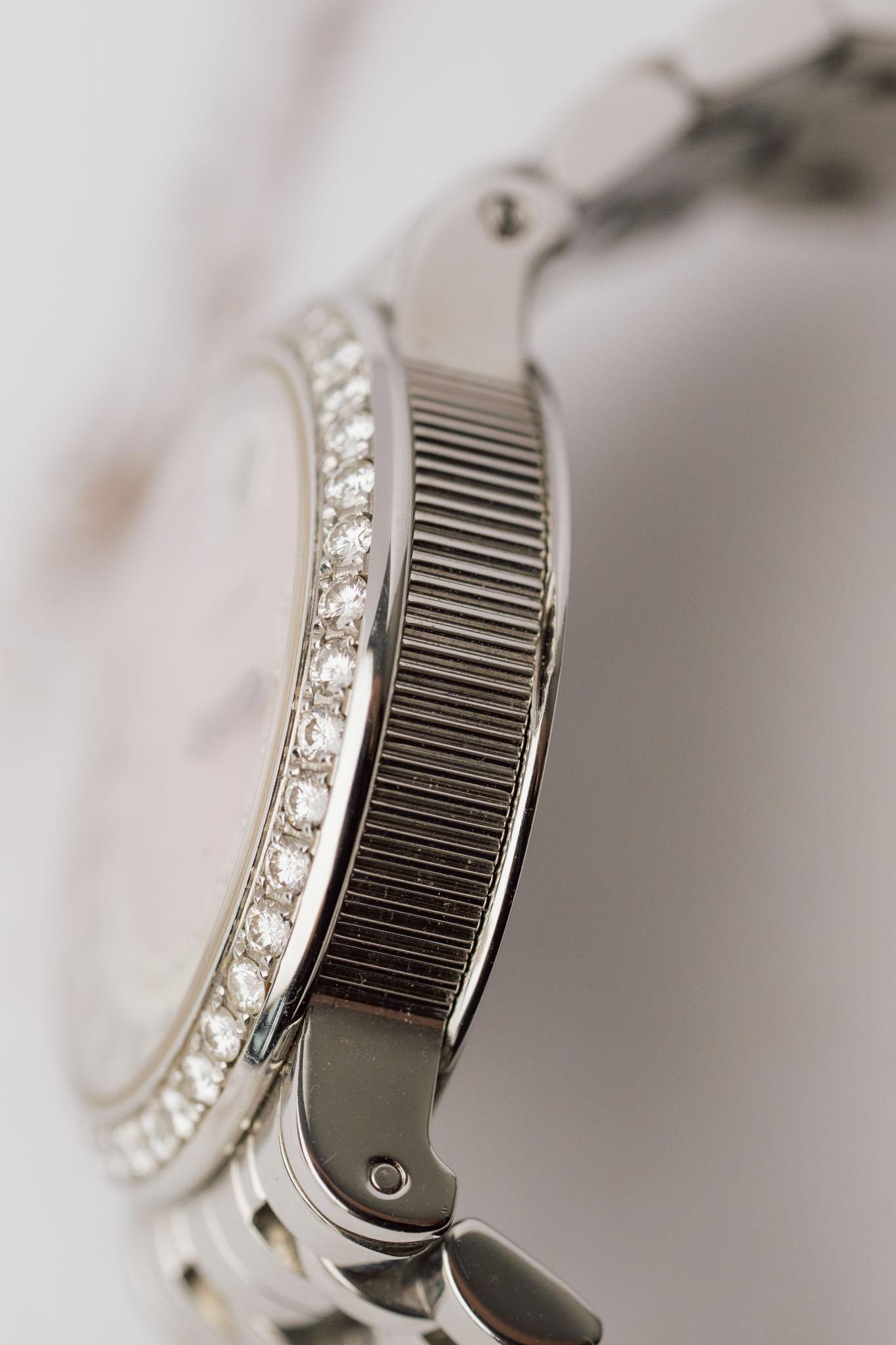 Gerald Genta	Retro G.3624 Pink Mother of Pearl Diamond Jump Hour 1990er Jahre im Angebot 6