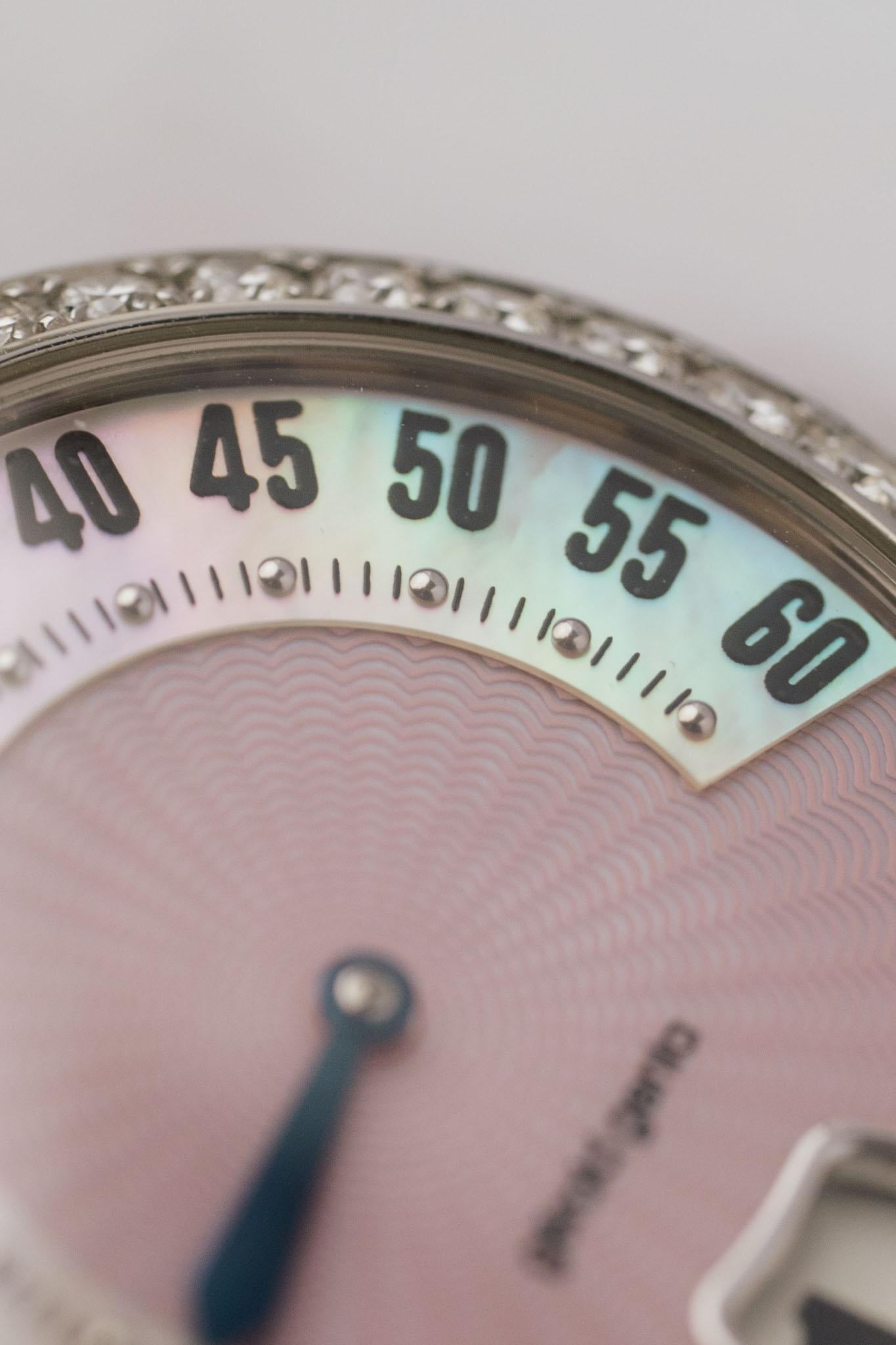 Gerald Genta	Retro G.3624 Pink Mother of Pearl Diamond Jump Hour 1990er Jahre im Angebot 2