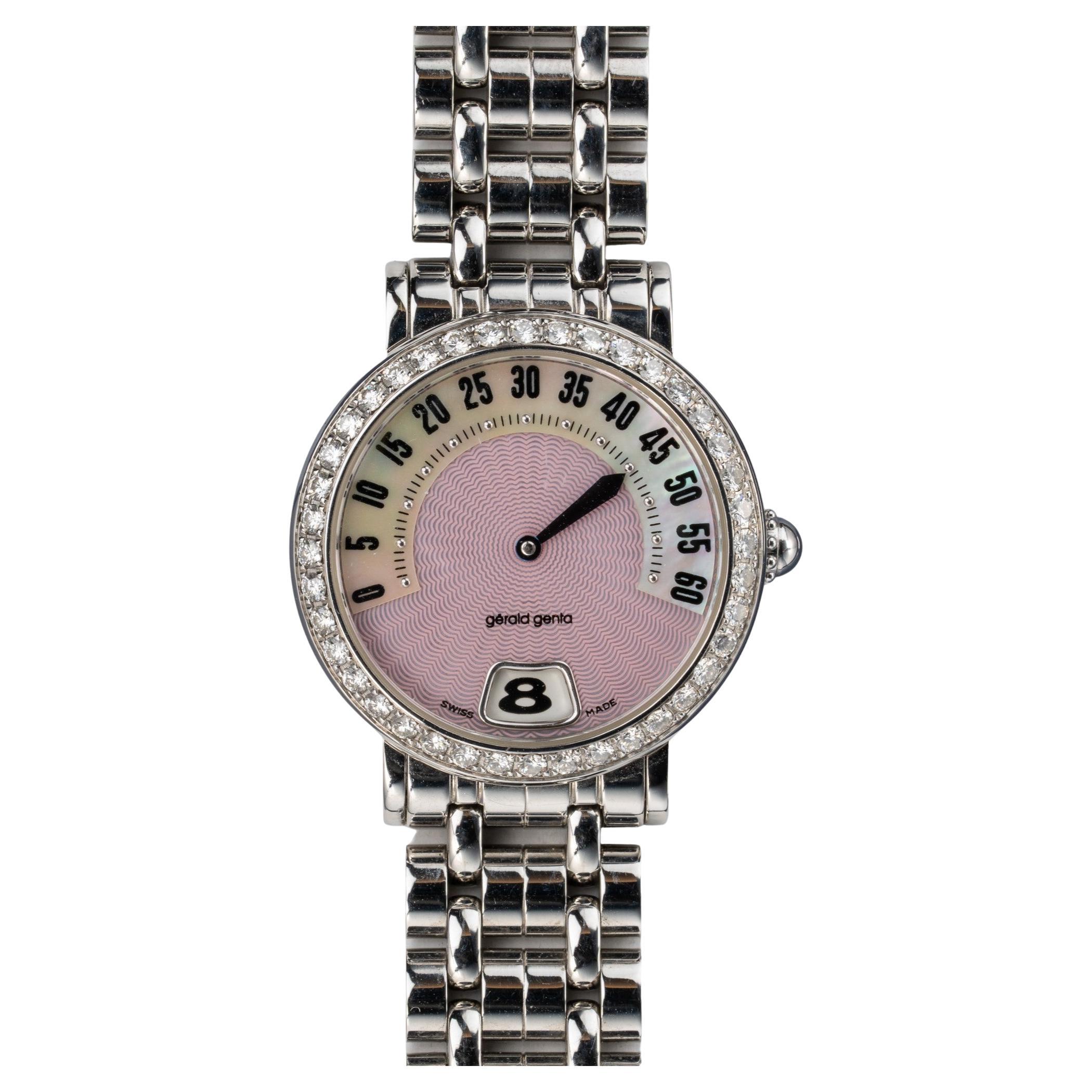 Gerald Genta	Retro G.3624 Pink Mother of Pearl Diamond Jump Hour 1990er Jahre