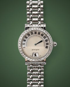 Gerald Genta	Retrograde G3614SS Bianco Madreperla Diamante Jump Hour 1990s