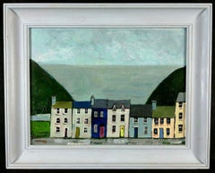 Houses by the Sea - Mid 20th Century Modern Oil on Panel Painting