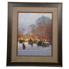 Gerald Harvey A Stroll on the Plaza Cityscape Horse Carriage Lithograph COA