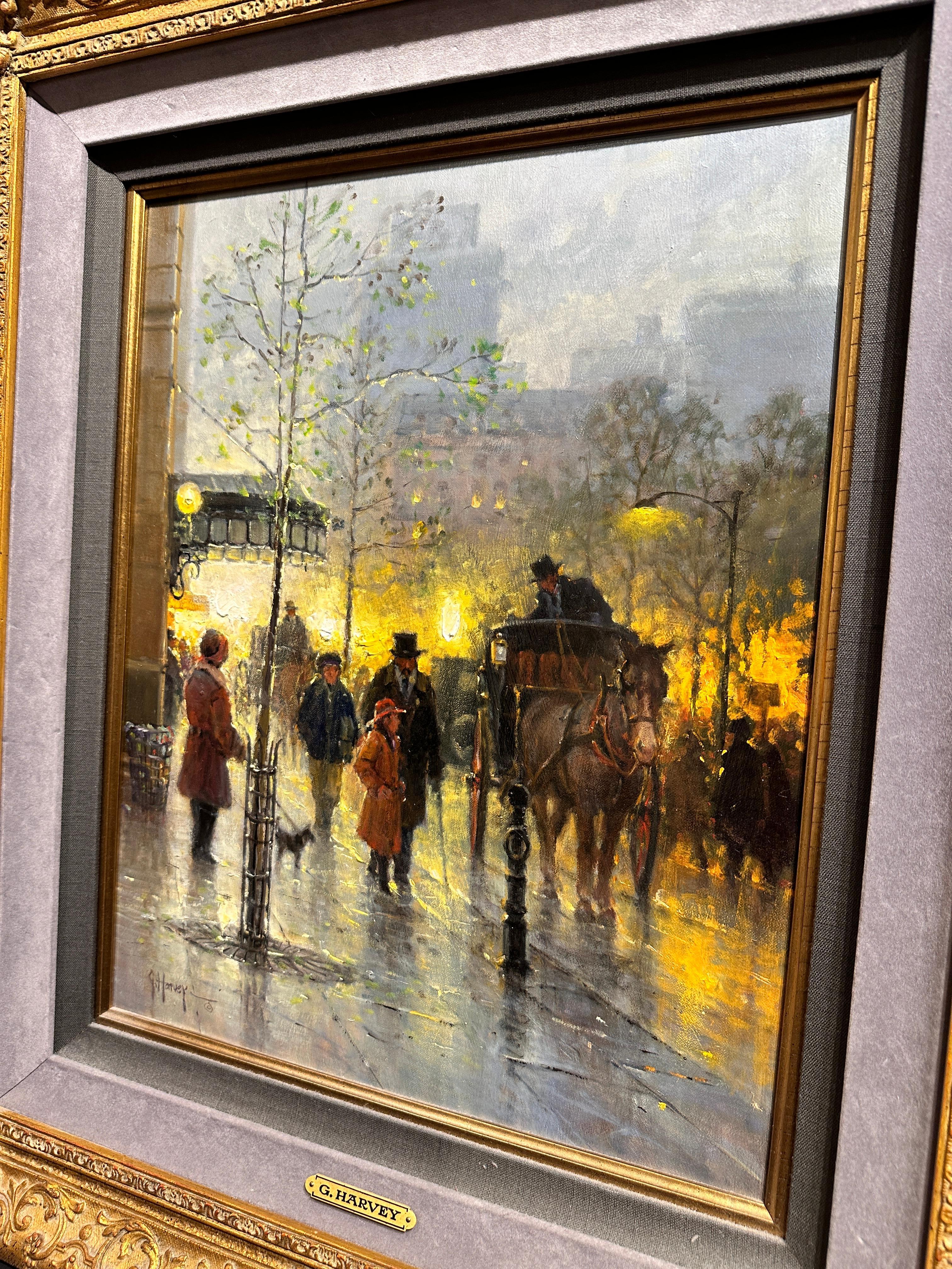 The Avenue Lights (5e Avenue, New York City) - Impressionnisme américain Painting par Gerald Harvey Jones