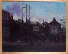 Británico, óleo de mediados de siglo de Gerald Rose de la estación de metro de Londres