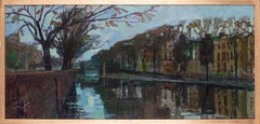 British, wide oil painting of Regent
s Canal, London by Gerald Rose