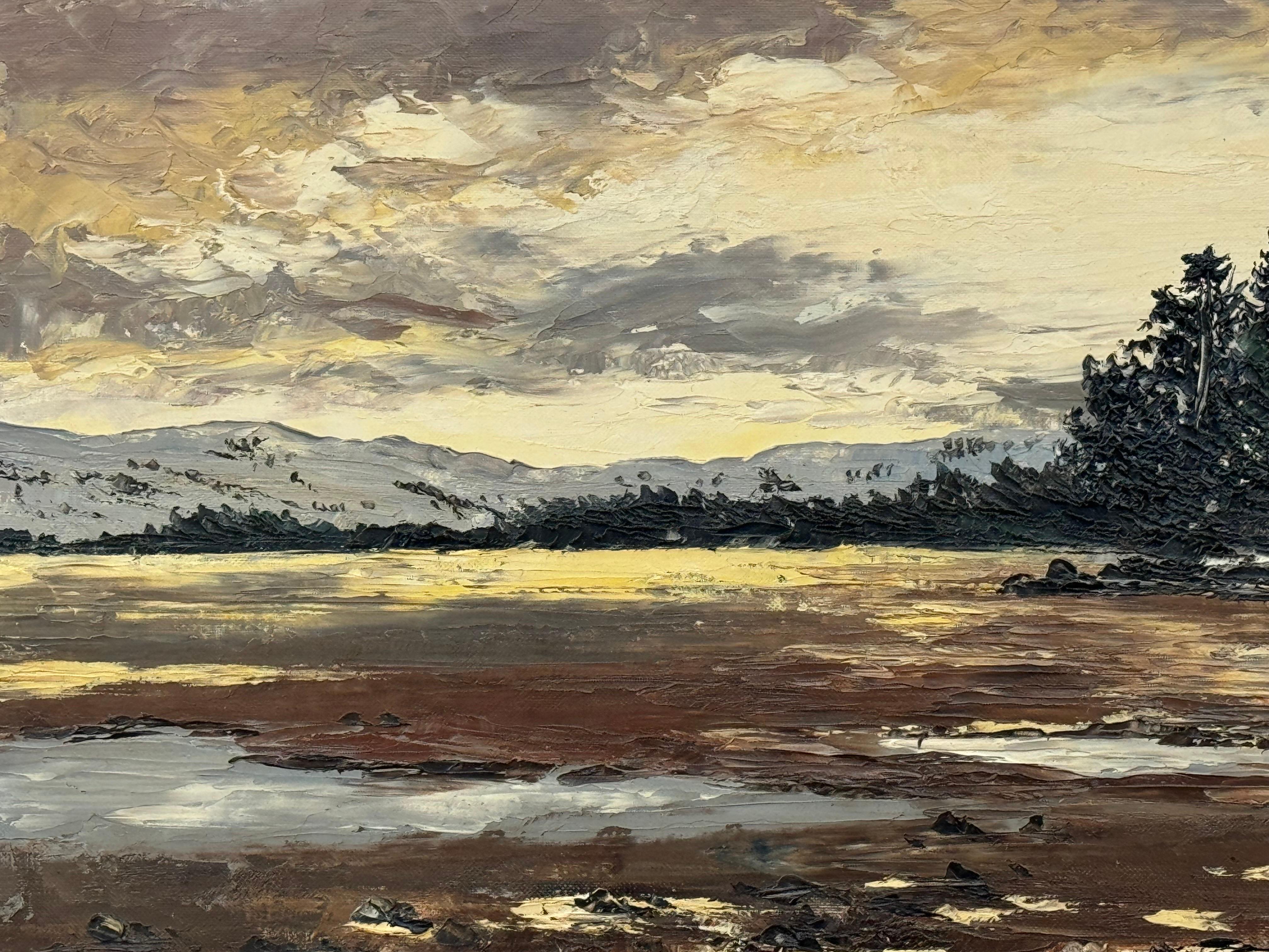 Loch Garten nelle Highlands scozzesi Impasto d'epoca dipinto da un artista britannico in vendita 7