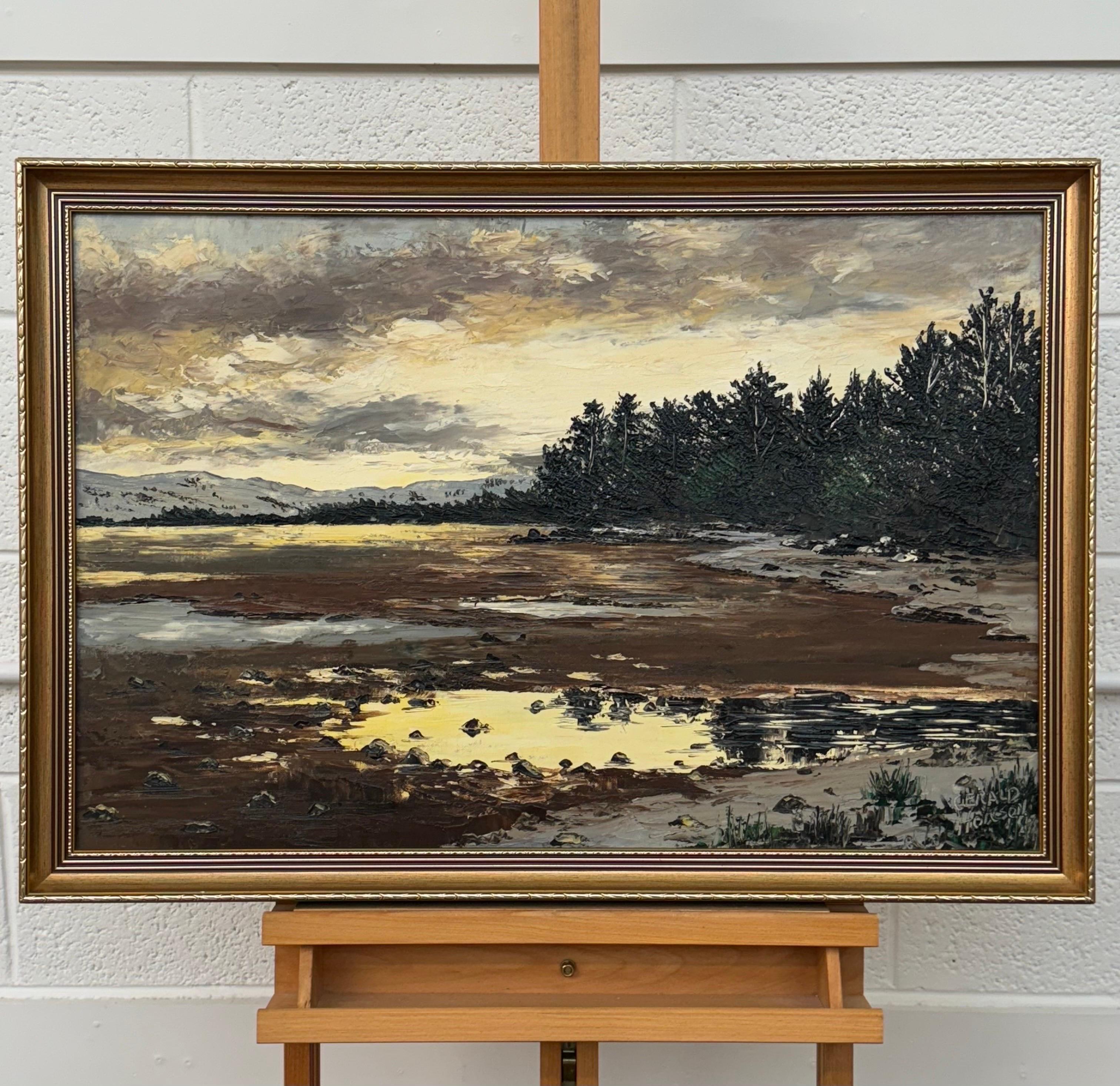 Loch Garten nelle Highlands scozzesi Impasto d'epoca dipinto da un artista britannico in vendita 1