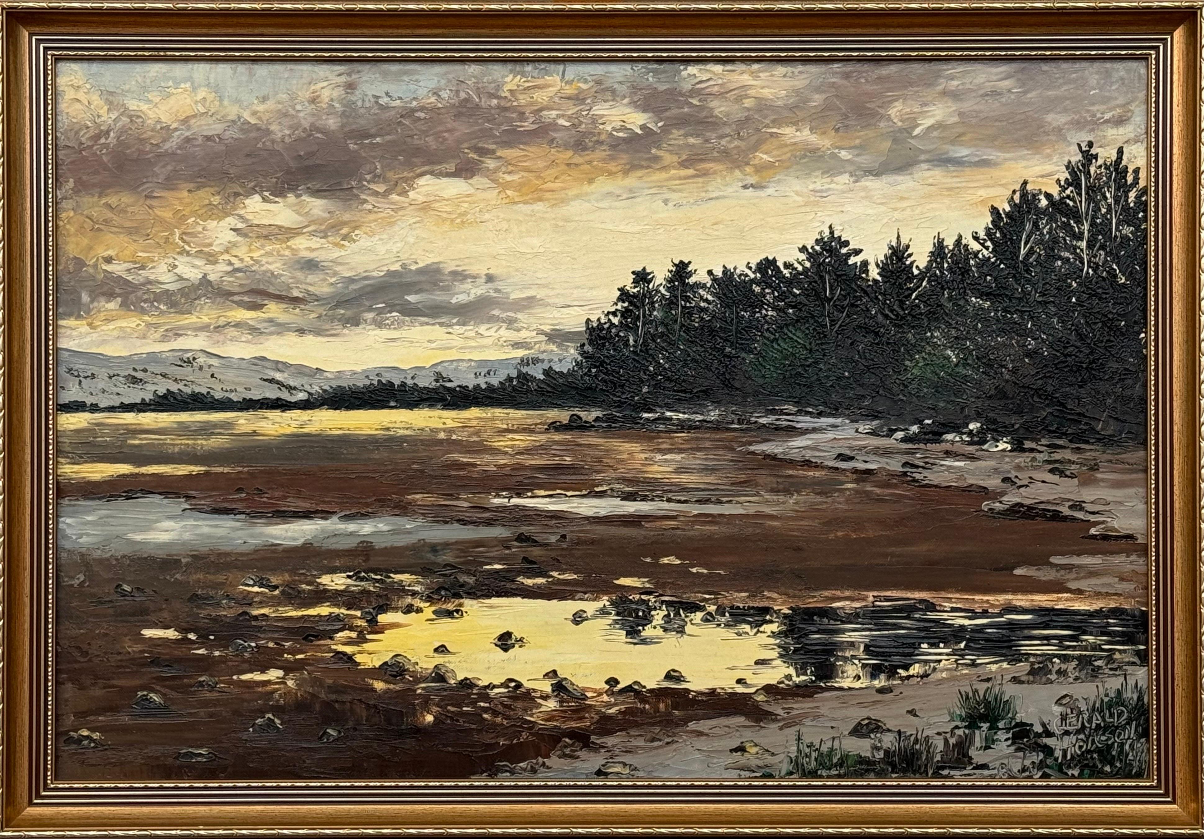 Loch Garten dans les Highlands écossais - Peinture d'empâtement vintage d'un artiste britannique