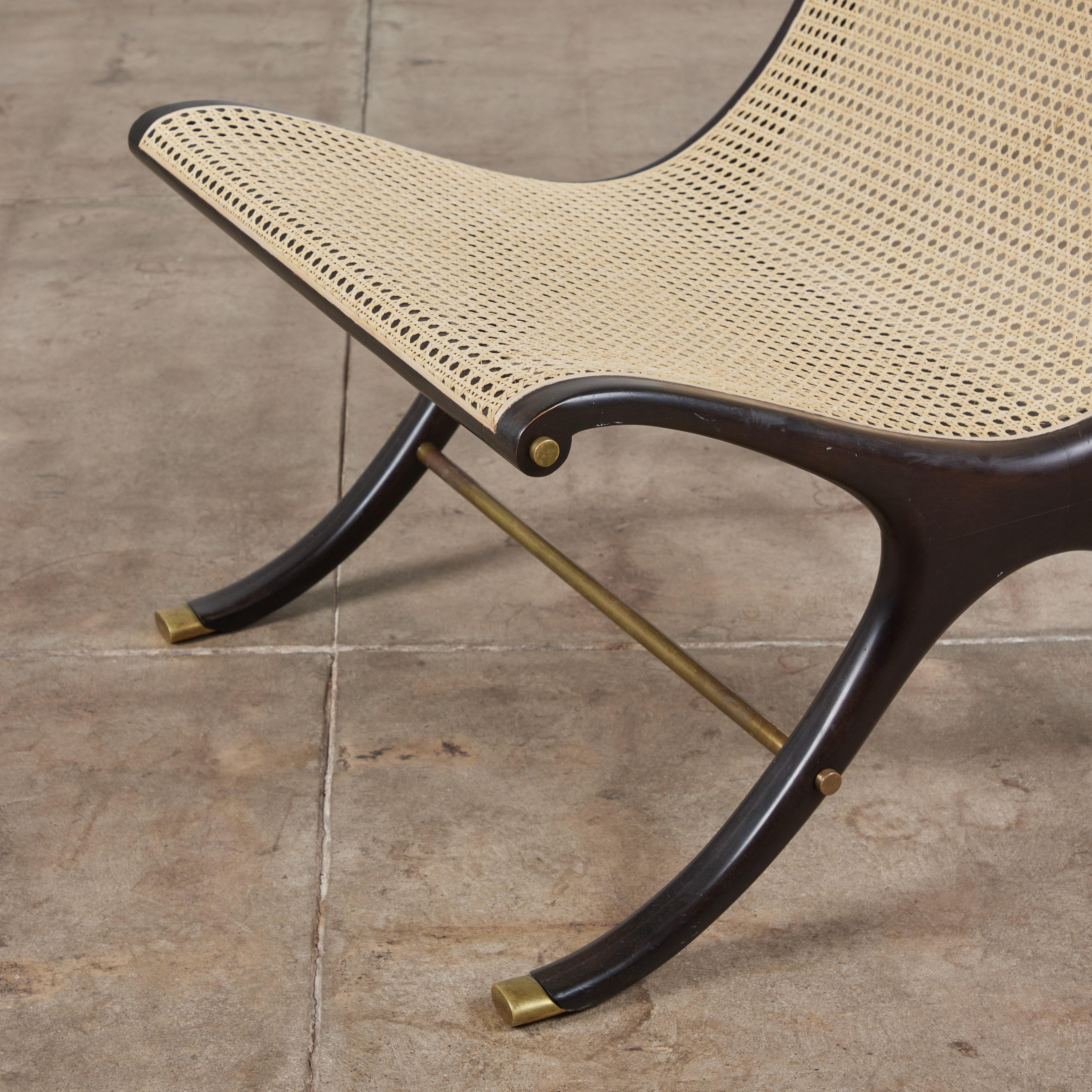 Brass Gerald Jerome Caned Lounge Chair for Heritage