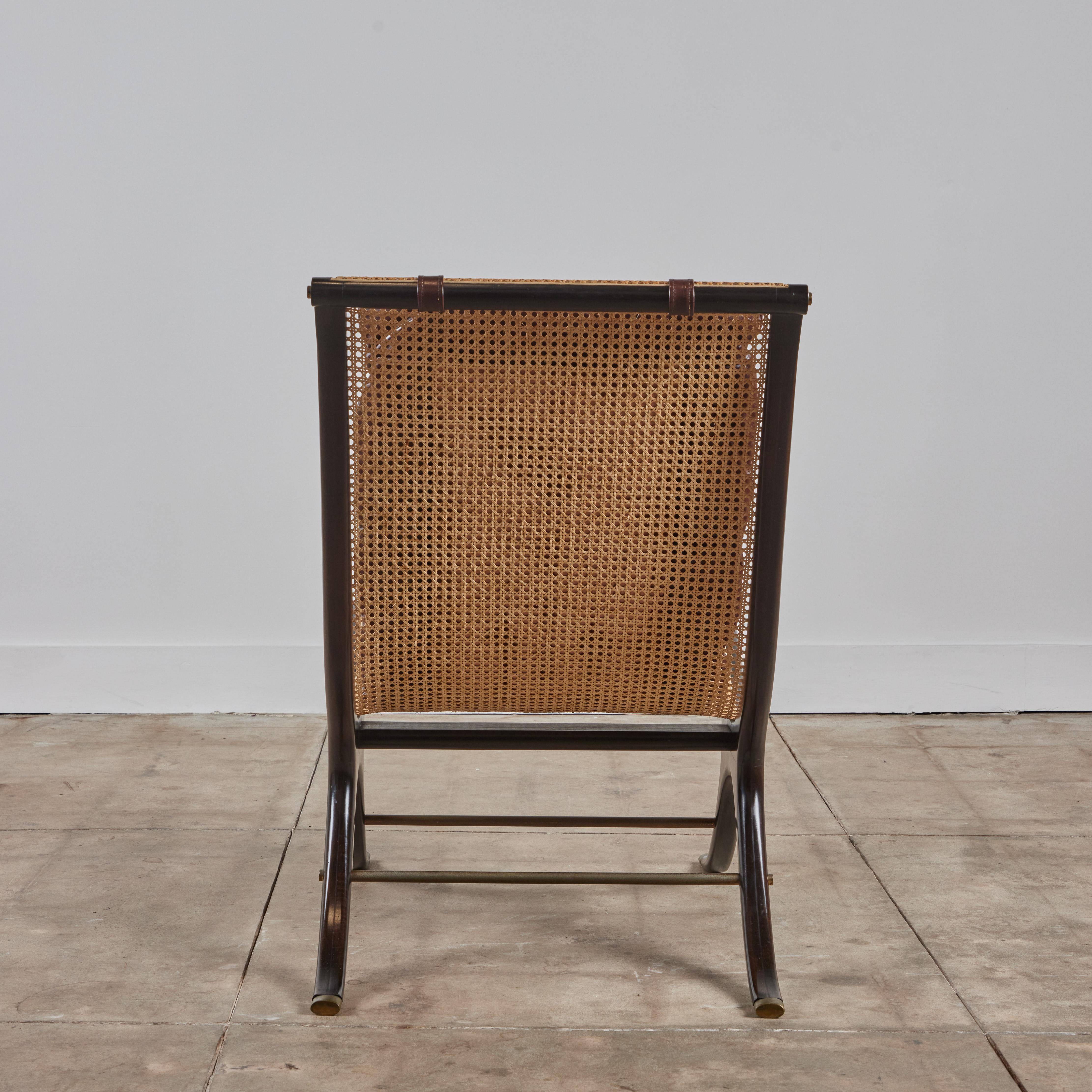 Brass Gerald Jerome Caned Lounge Chair for Heritage