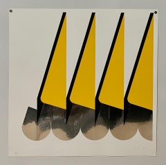 Stampa astratta minimalista a colori in serigrafia Mylar Gerald Laing Pop Art britannica