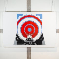 Deceleration I, 1968 – Grafik- Pop-Art-Raumteilerdruck in Weiß, Blau und Rot, 20. Jahrhundert