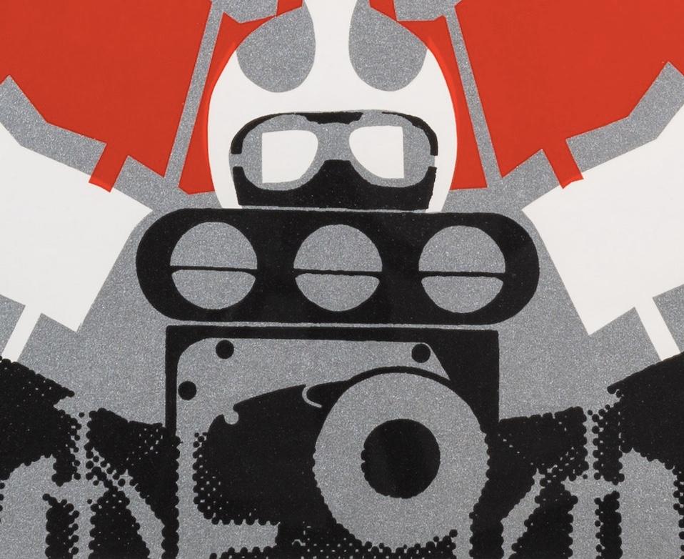Deceleration I, 1968 - Graphic Pop Art Screenprint, White, Blue and Red, 20th C For Sale 1