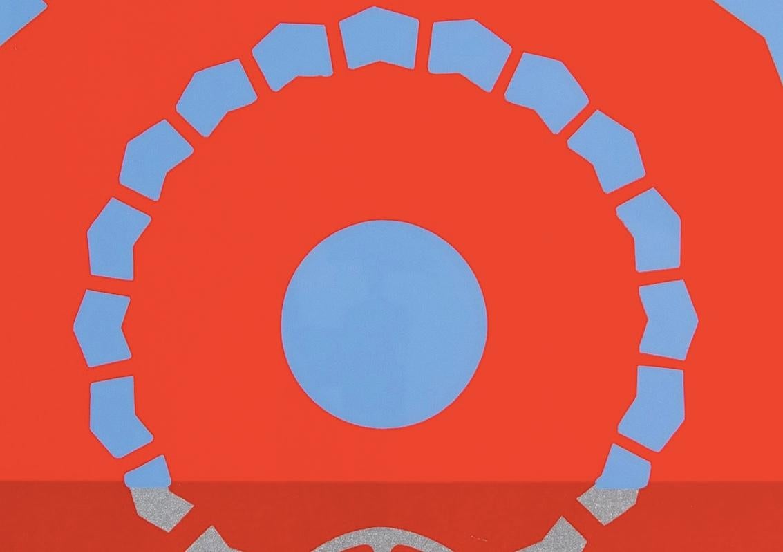 Deceleration I, 1968 - Graphic Pop Art Screenprint, White, Blue and Red, 20th C For Sale 2