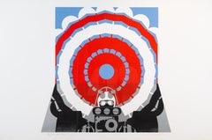 Deceleration I, 1968 - Graphic Pop Art Screenprint, White, Blue and Red, 20th C