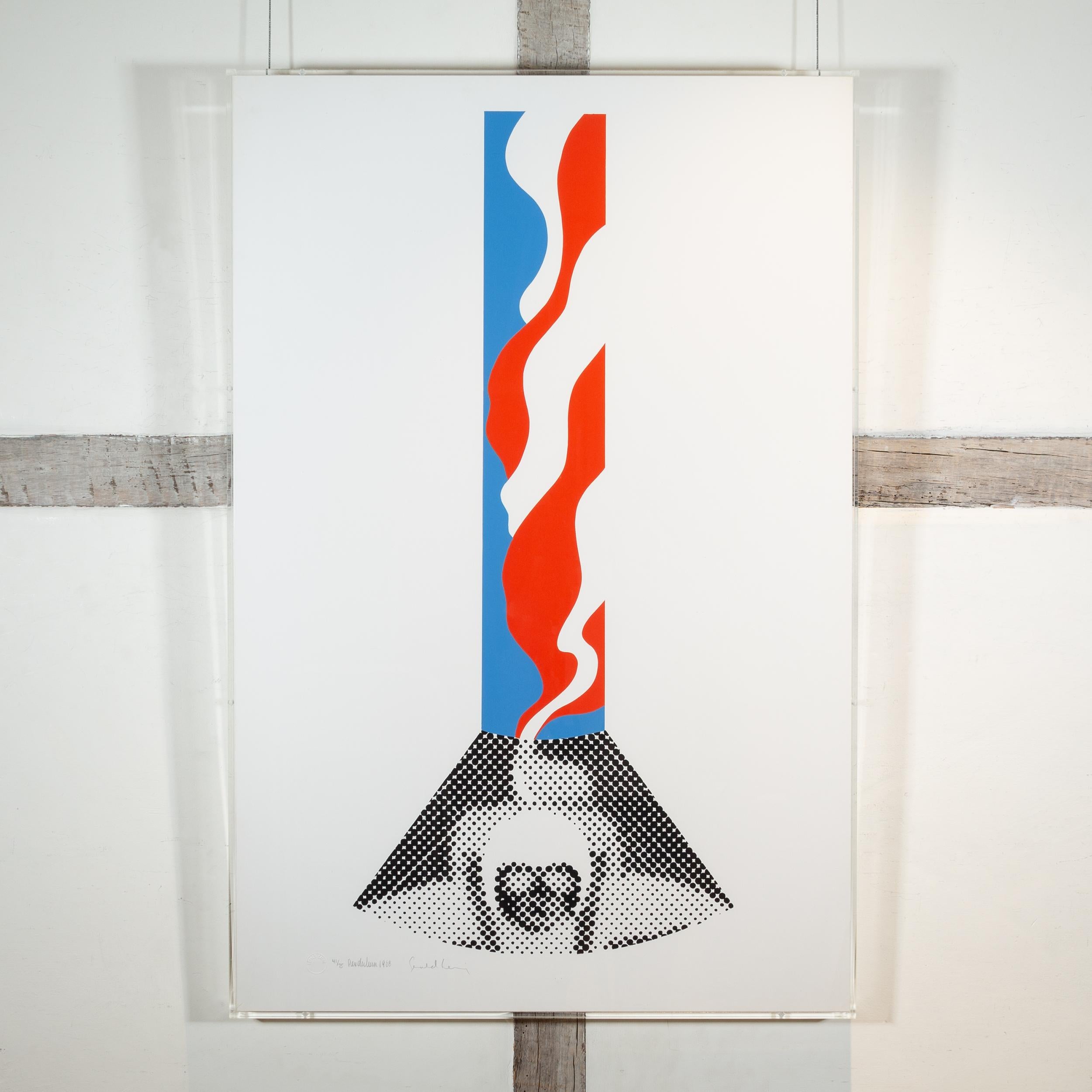 Pendulum, 1968 - Abstract Graphic Blue, White and Red Screenprint, 20th Century - Print by Gerald Laing
