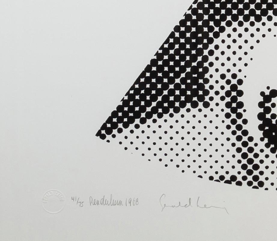 Pendulum, 1968 - Abstract Graphic Blue, White and Red Screenprint, 20th Century - Gray Abstract Print by Gerald Laing