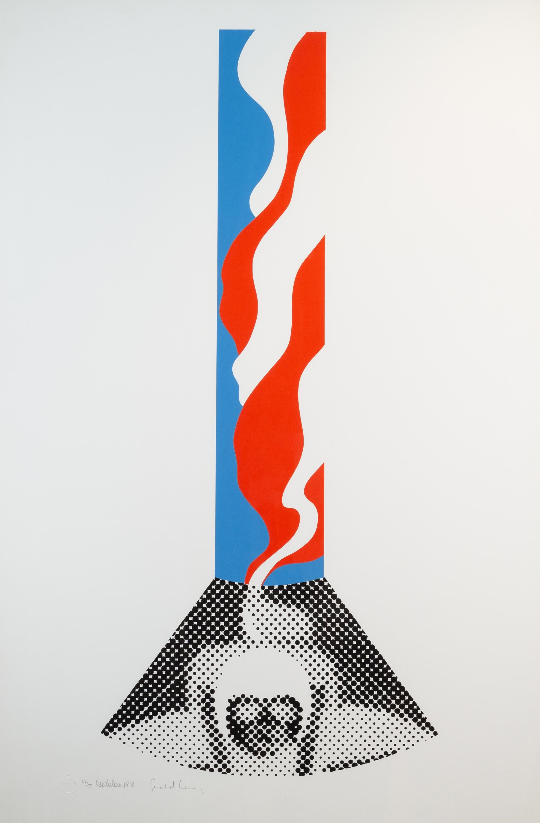 Gerald Laing Abstract Print - Pendulum, 1968 - Abstract Graphic Blue, White and Red Screenprint, 20th Century